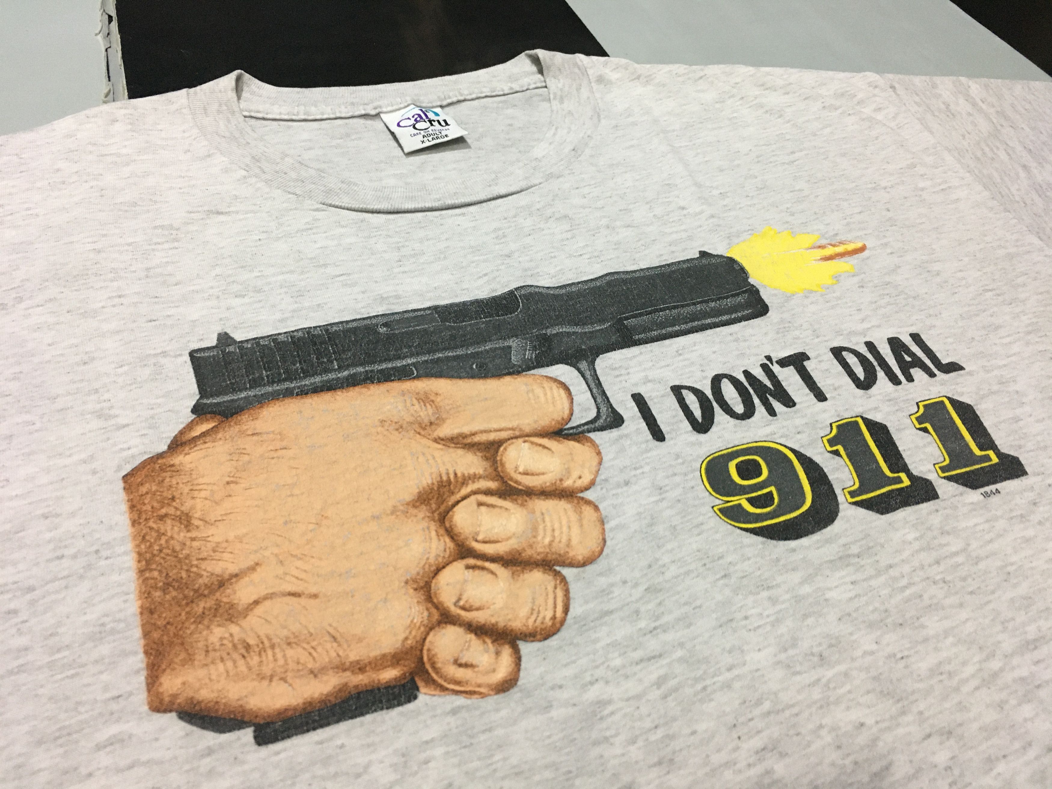 Vintage 🔥 Rare Vintage I Don’t Dial 911 Shirt 90s Single Stitch Size US XL / EU 56 / 4 - 1 Thumbnail