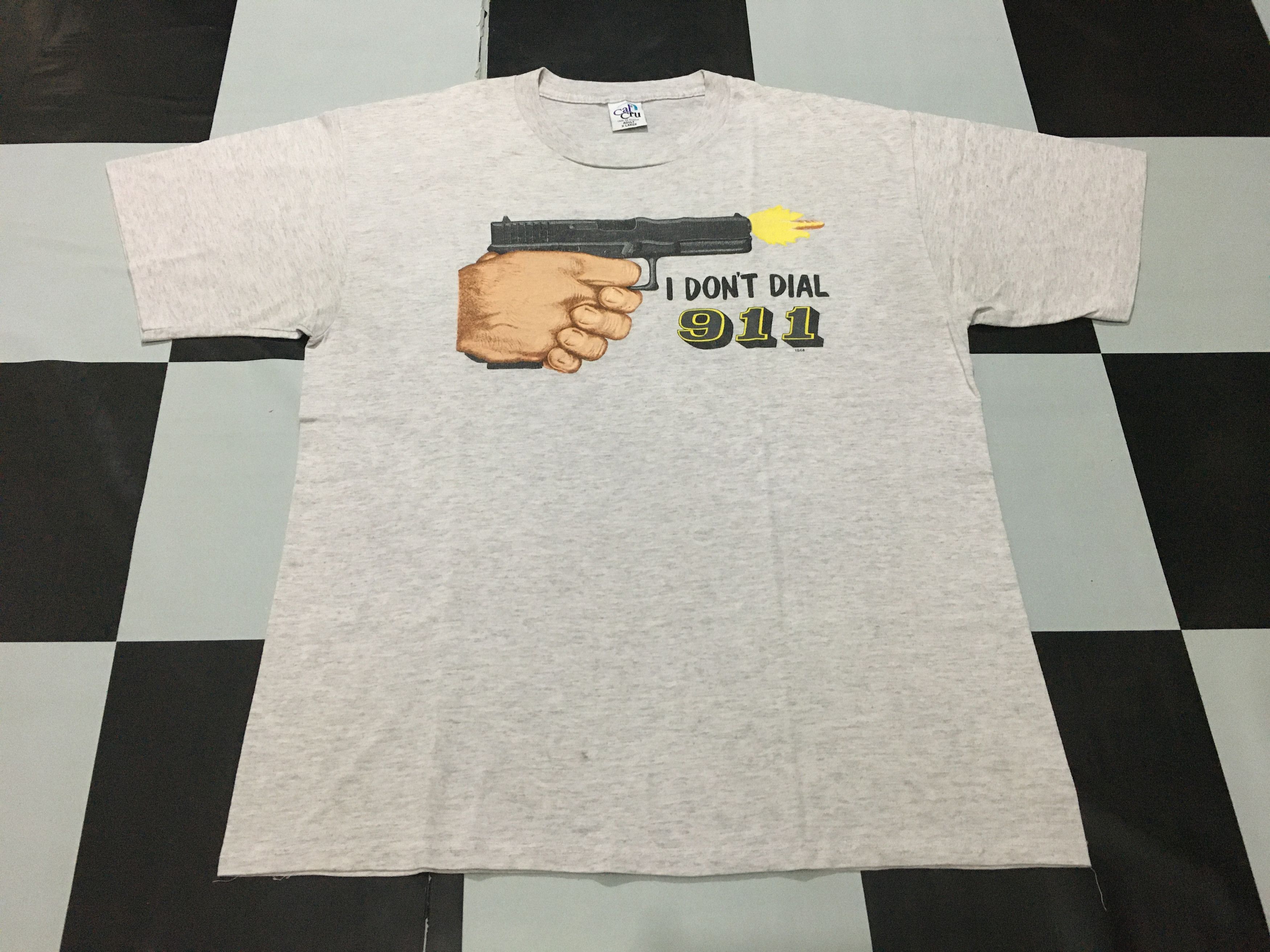 Vintage 🔥 Rare Vintage I Don’t Dial 911 Shirt 90s Single Stitch Size US XL / EU 56 / 4 - 2 Thumbnail