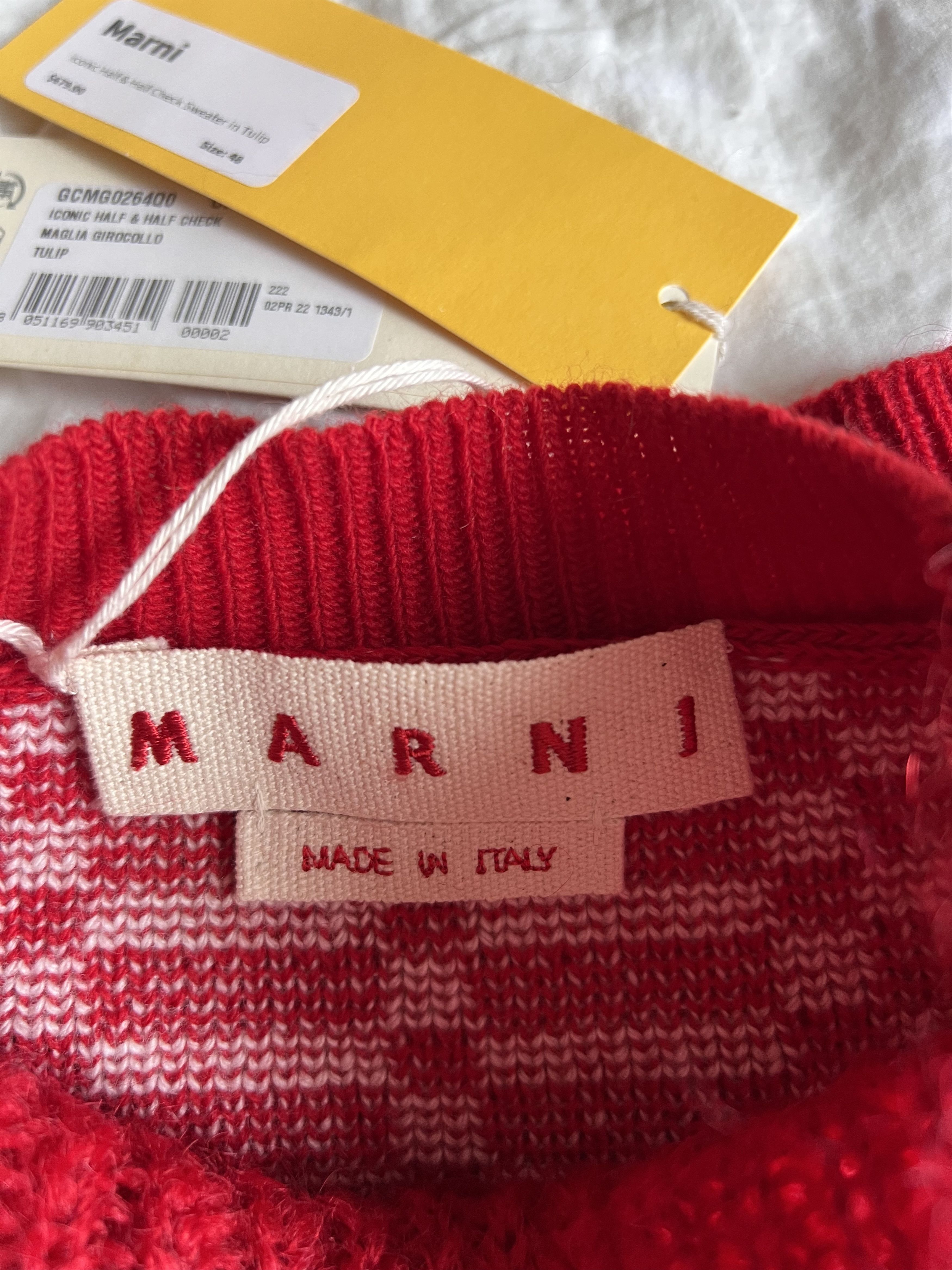 Marni Marni Half and Half Check Sweater in Red Size US M / EU 48-50 / 2 - 10 Thumbnail
