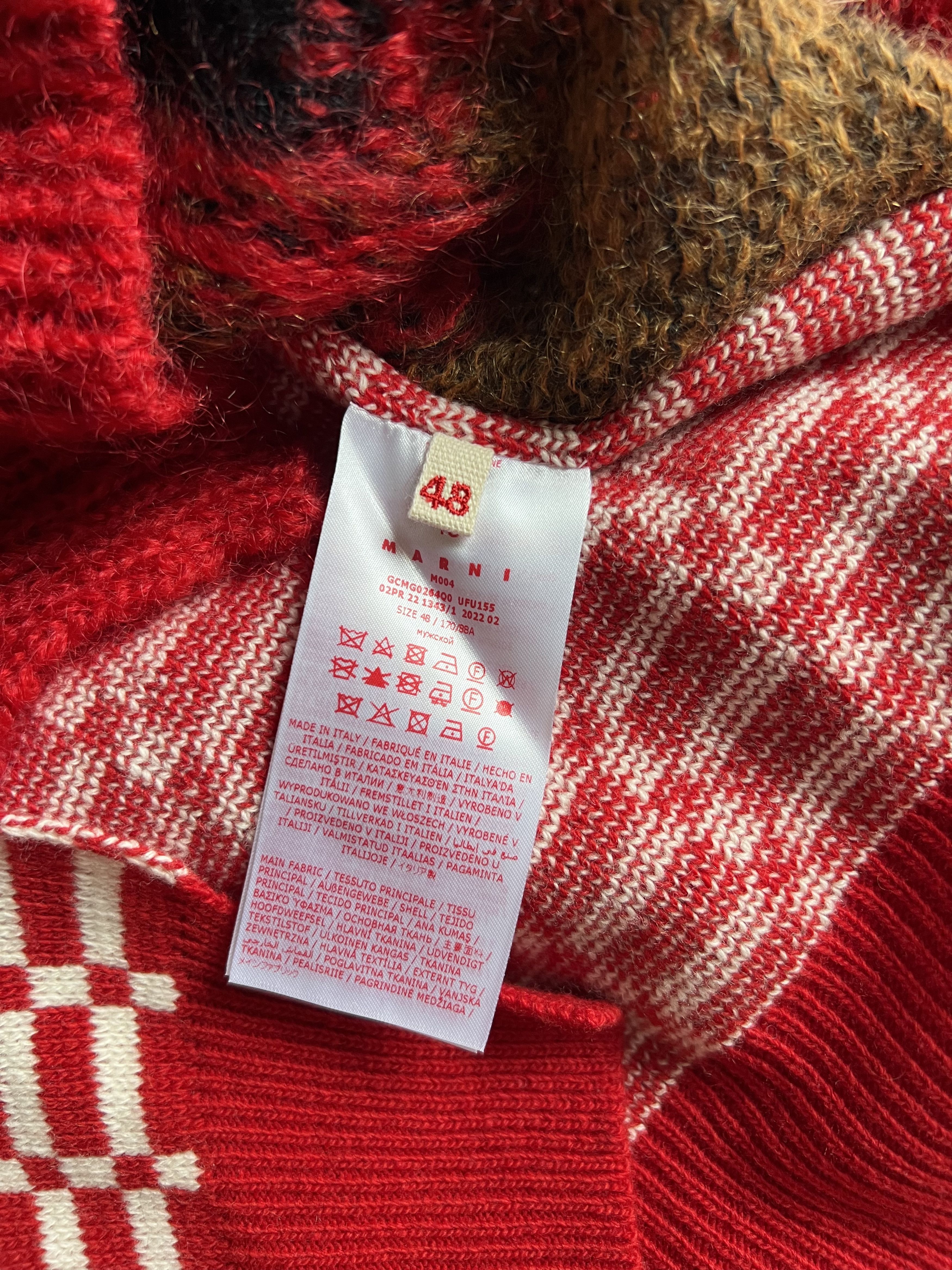 Marni Marni Half and Half Check Sweater in Red Size US M / EU 48-50 / 2 - 11 Thumbnail