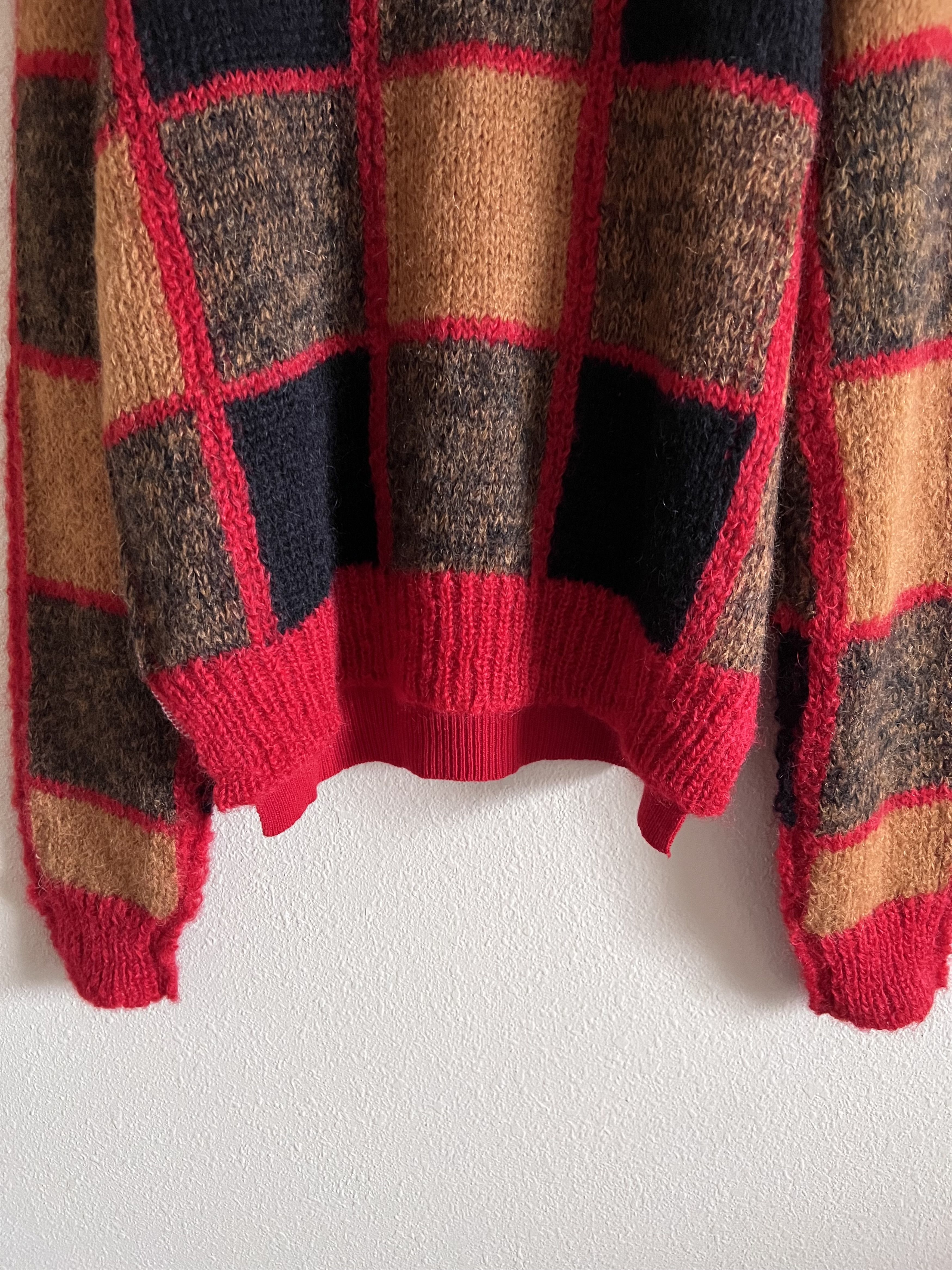 Marni Marni Half and Half Check Sweater in Red Size US M / EU 48-50 / 2 - 3 Thumbnail