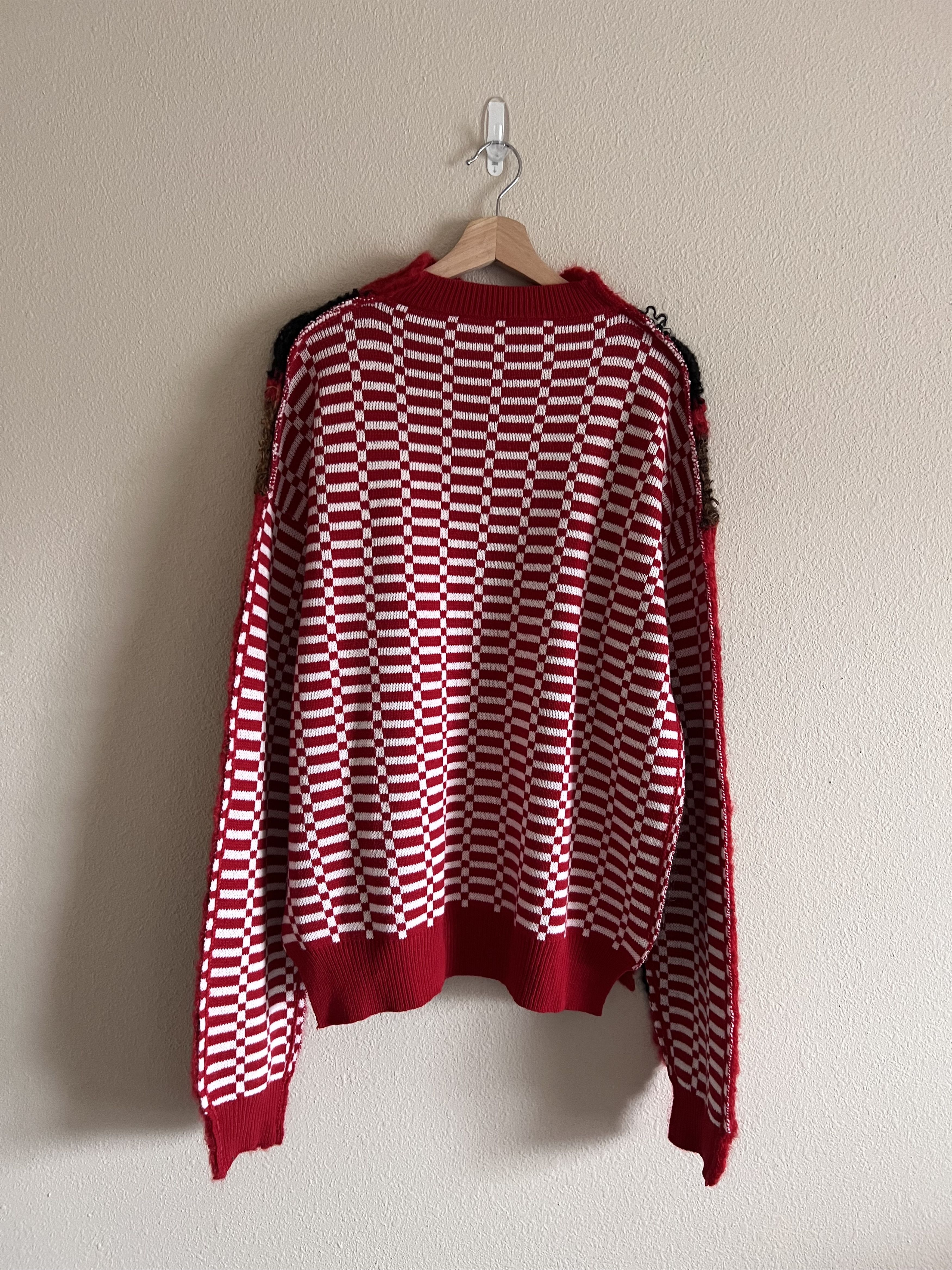 Marni Marni Half and Half Check Sweater in Red Size US M / EU 48-50 / 2 - 6 Thumbnail