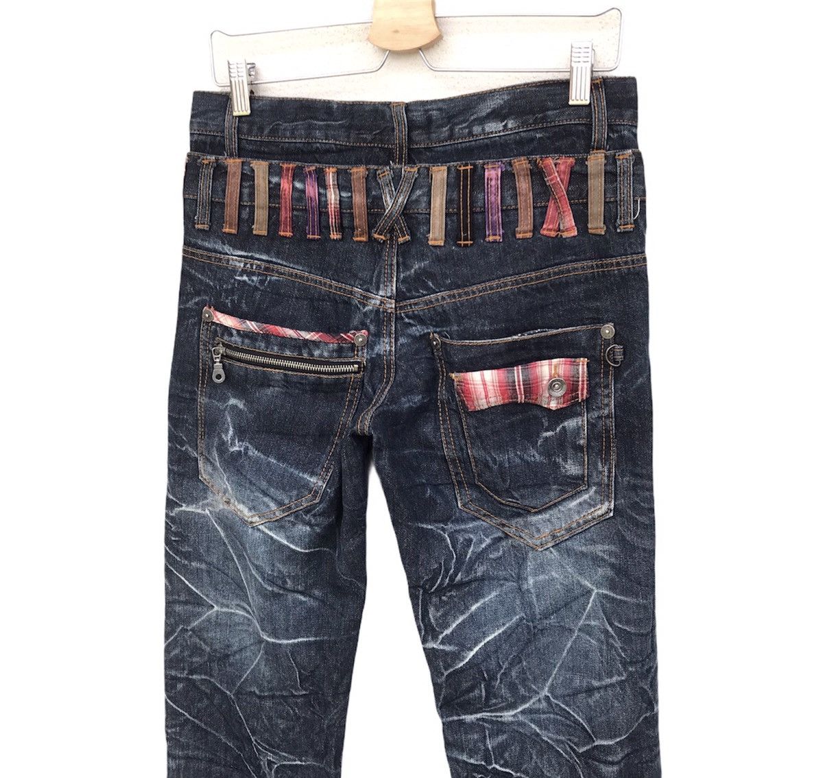 Japanese Brand Nylaus Jeans distressed heringbone double waist regular cut Size US 30 / EU 46 - 5 Thumbnail