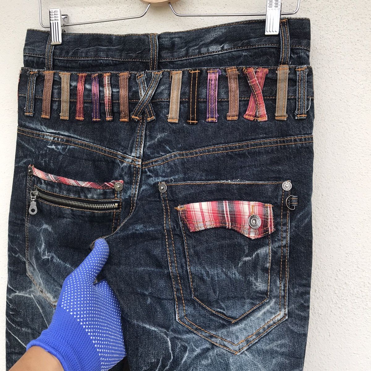 Japanese Brand Nylaus Jeans distressed heringbone double waist regular cut Size US 30 / EU 46 - 12 Thumbnail