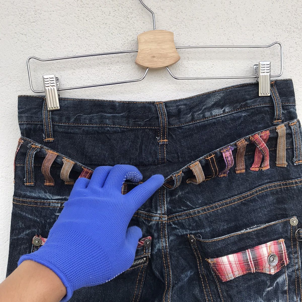 Japanese Brand Nylaus Jeans distressed heringbone double waist regular cut Size US 30 / EU 46 - 14 Thumbnail