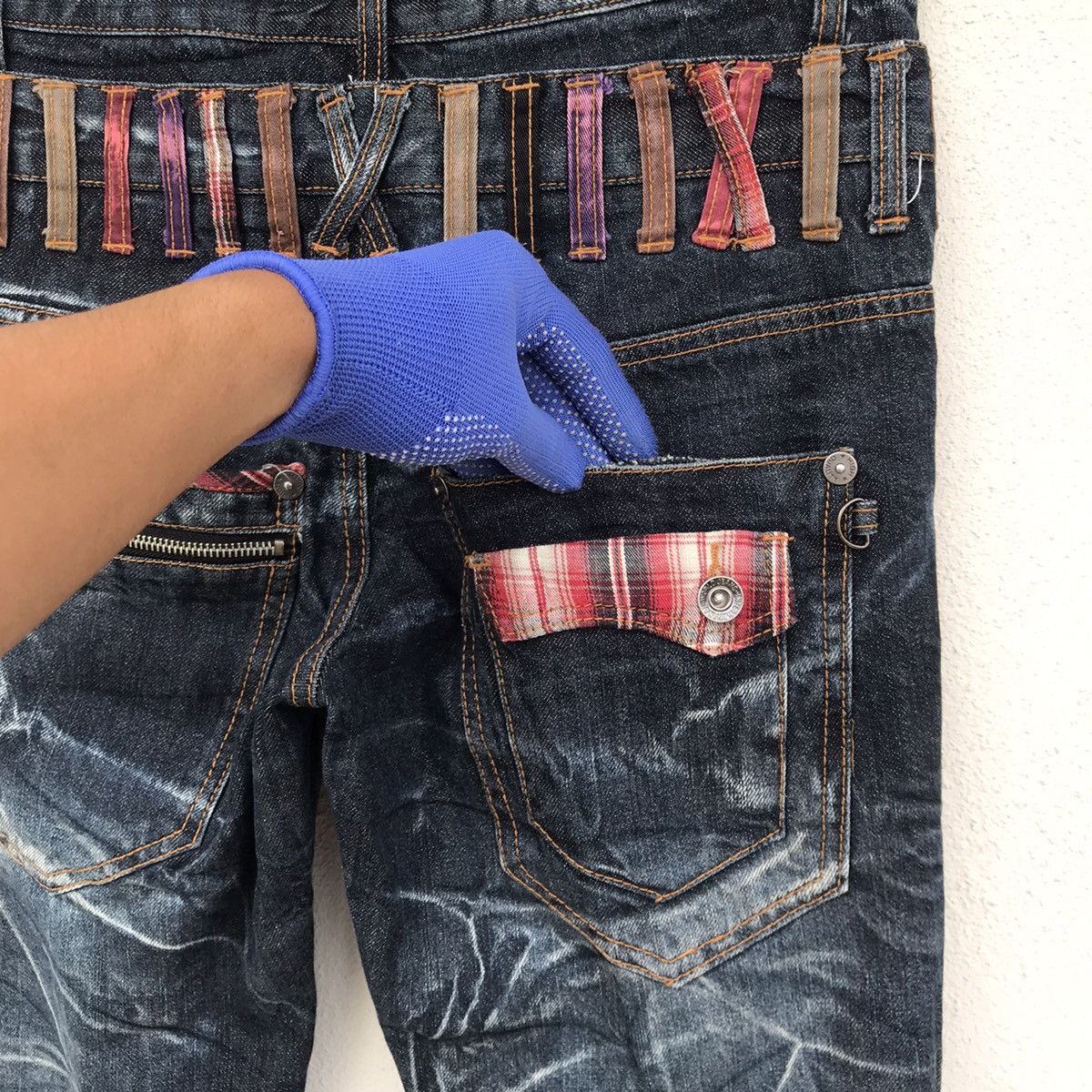 Japanese Brand Nylaus Jeans distressed heringbone double waist regular cut Size US 30 / EU 46 - 11 Thumbnail