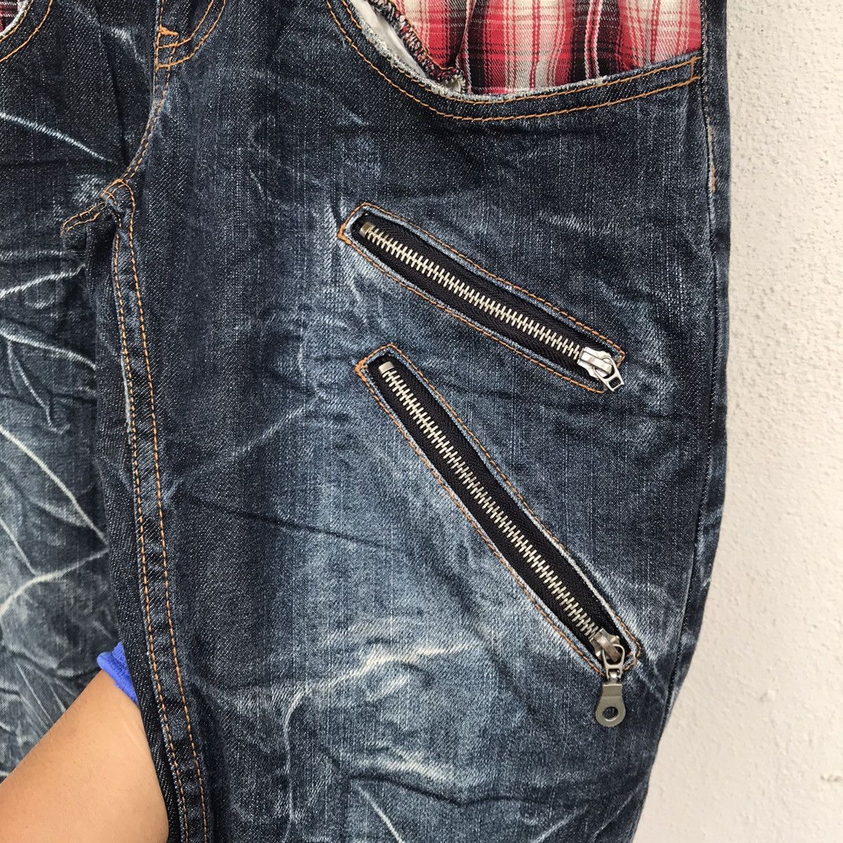 Japanese Brand Nylaus Jeans distressed heringbone double waist regular cut Size US 30 / EU 46 - 7 Thumbnail