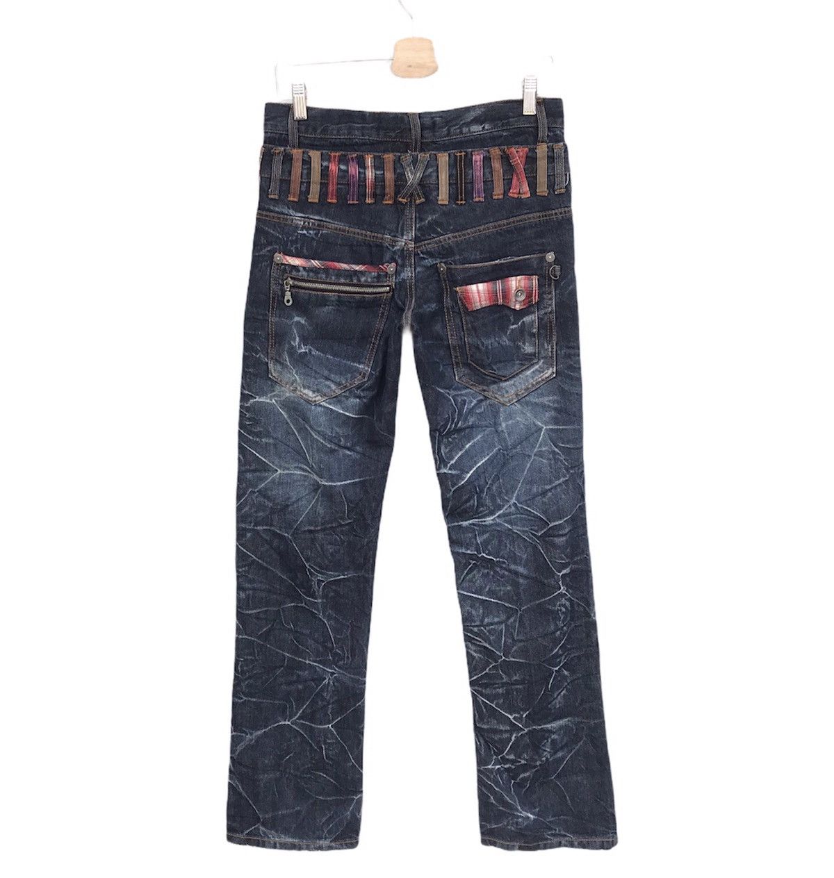 Japanese Brand Nylaus Jeans distressed heringbone double waist regular cut Size US 30 / EU 46 - 4 Thumbnail