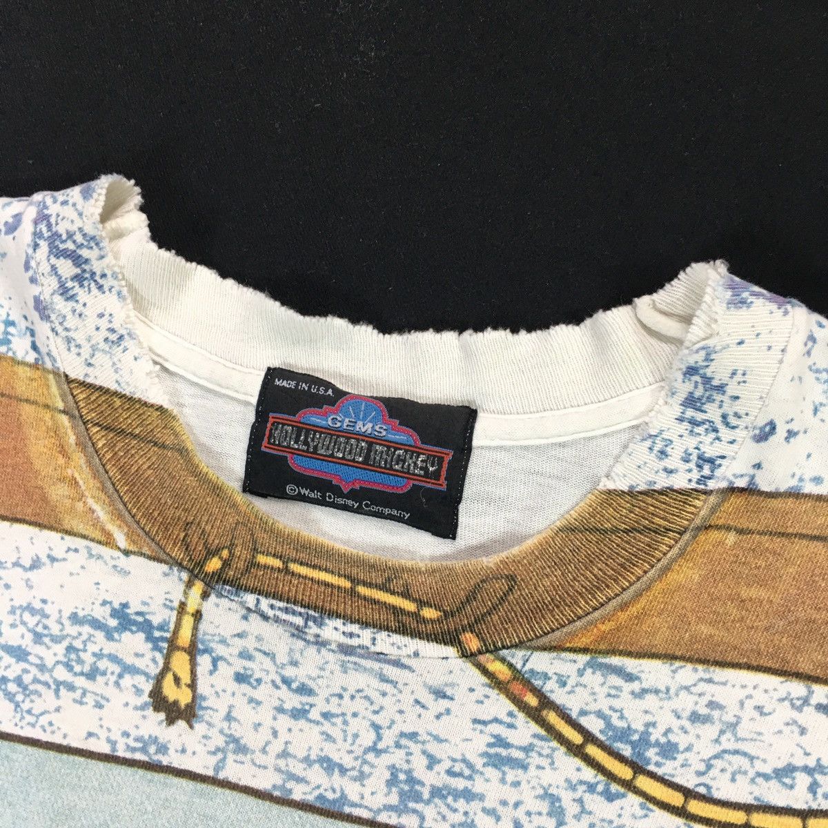 Disney × Vintage Rare! Vintage Hollywood Mickey Goofy Overprint Tshirt Size US L / EU 52-54 / 3 - 6 Thumbnail