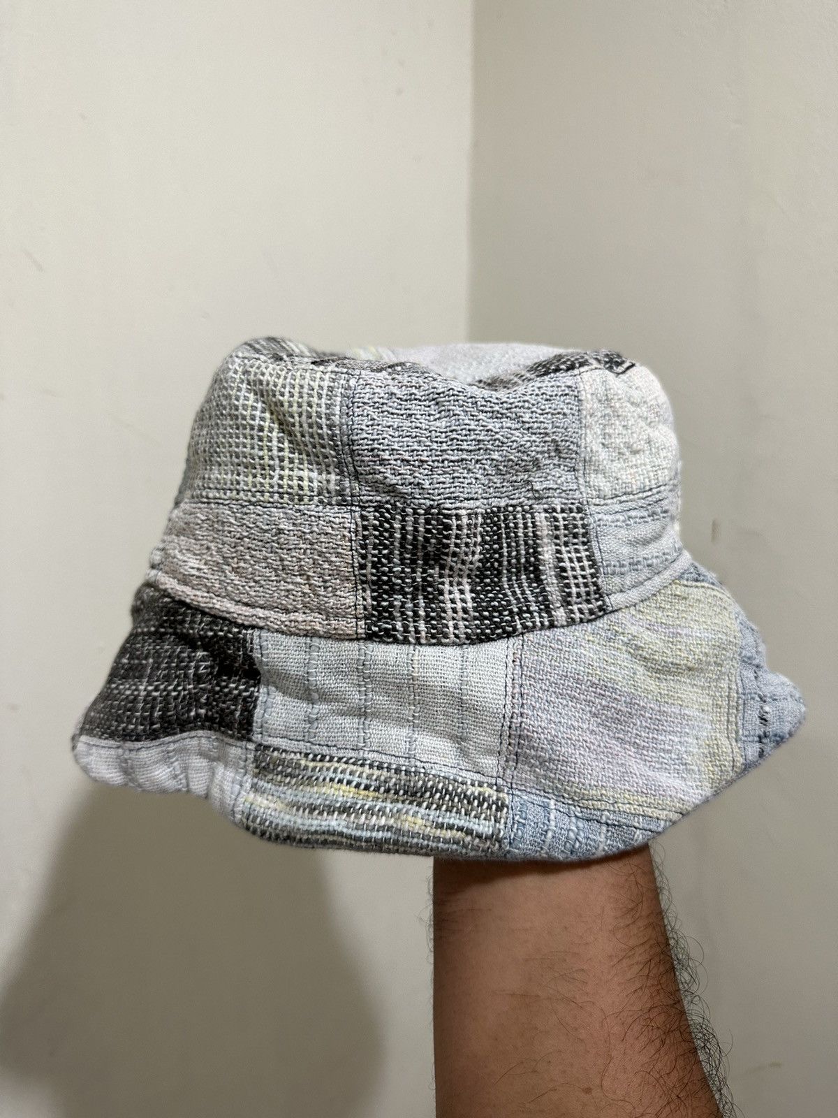 Japanese Brand Hemp Patchwork Style Bucket Hat Size ONE SIZE - 2 Thumbnail