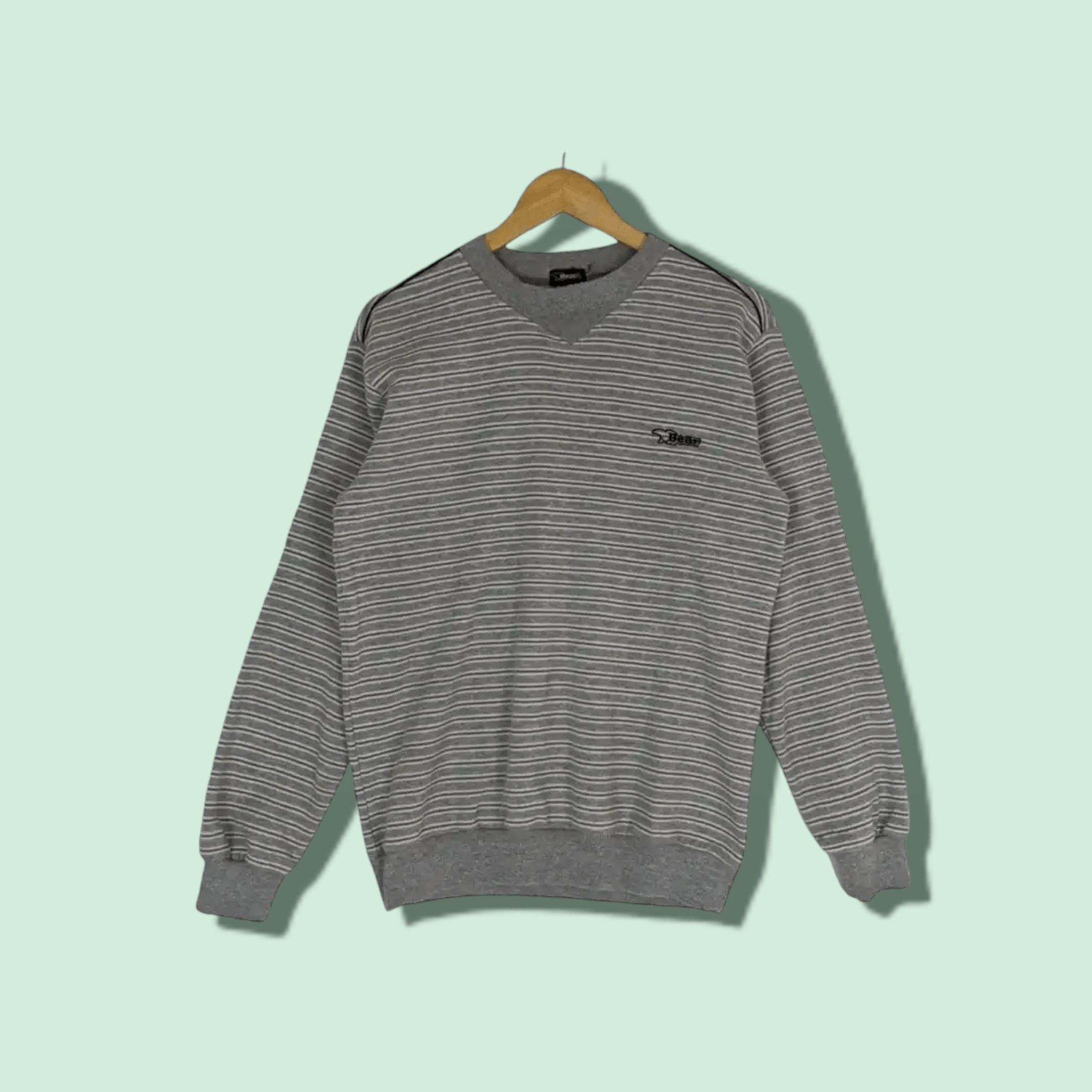 American Apparel × Vintage Vintage BEAR USA Striped Jumper Sweatshirt Size US M / EU 48-50 / 2 - 1 Thumbnail