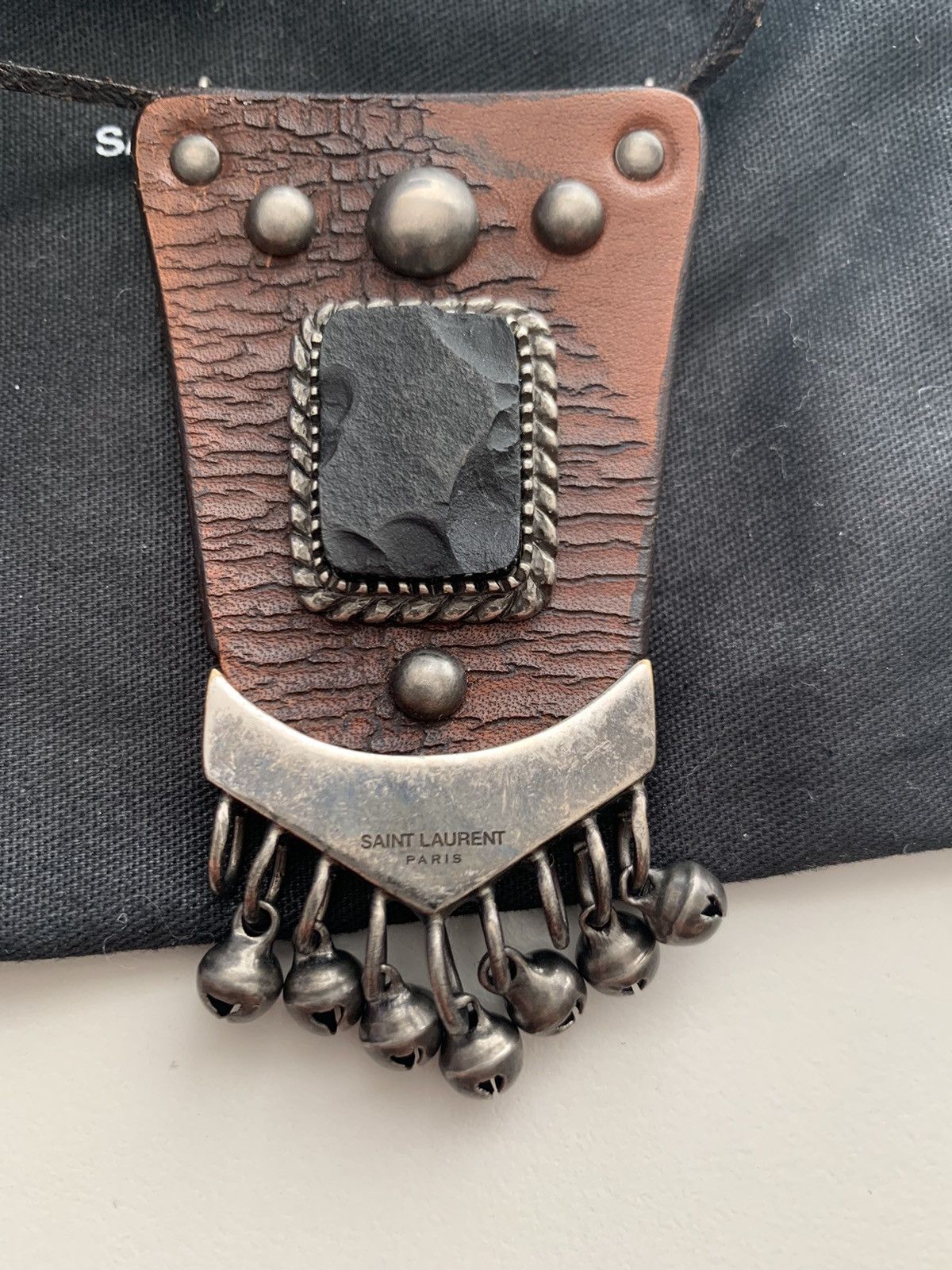 Saint Laurent Paris Saint Laurent ss15 psych rock leather/stone necklace Size ONE SIZE - 7 Thumbnail
