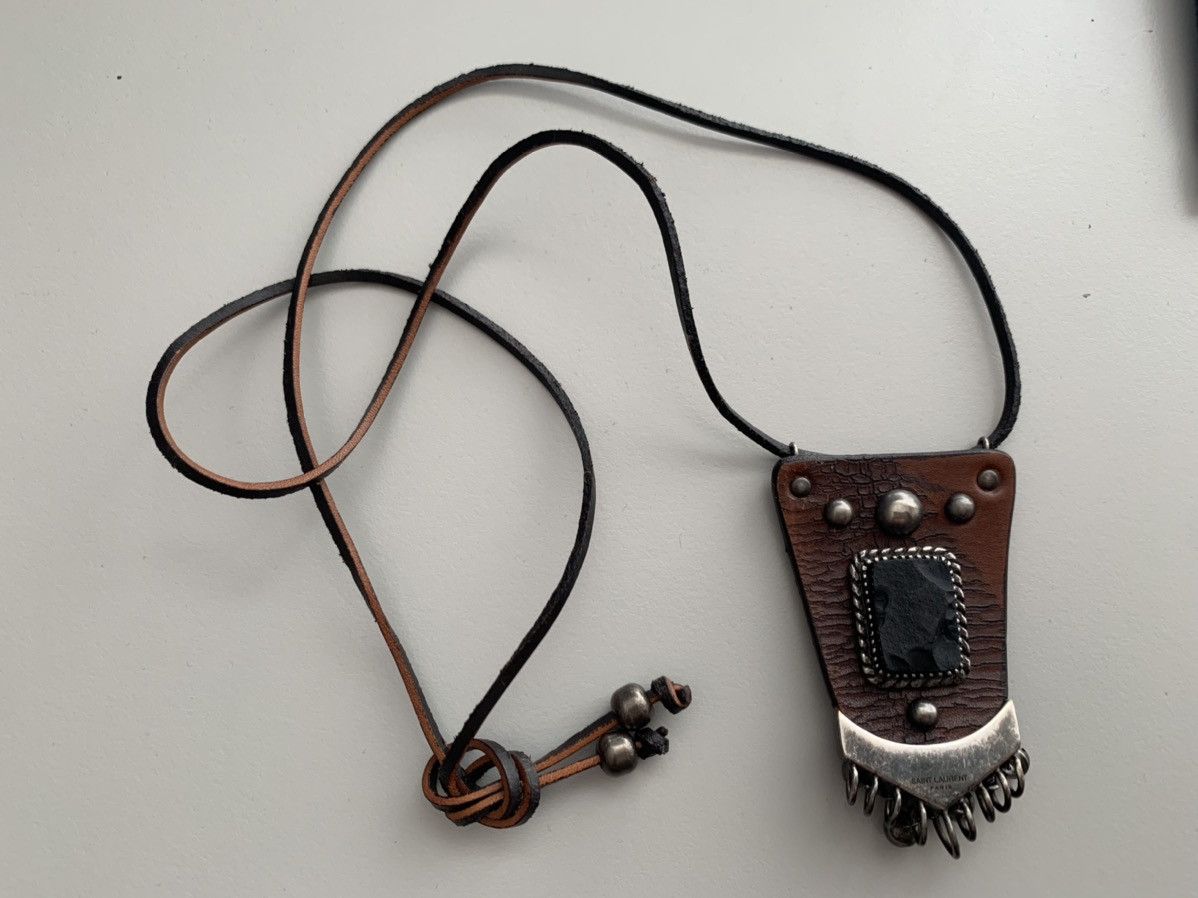 Saint Laurent Paris Saint Laurent ss15 psych rock leather/stone necklace Size ONE SIZE - 1 Thumbnail