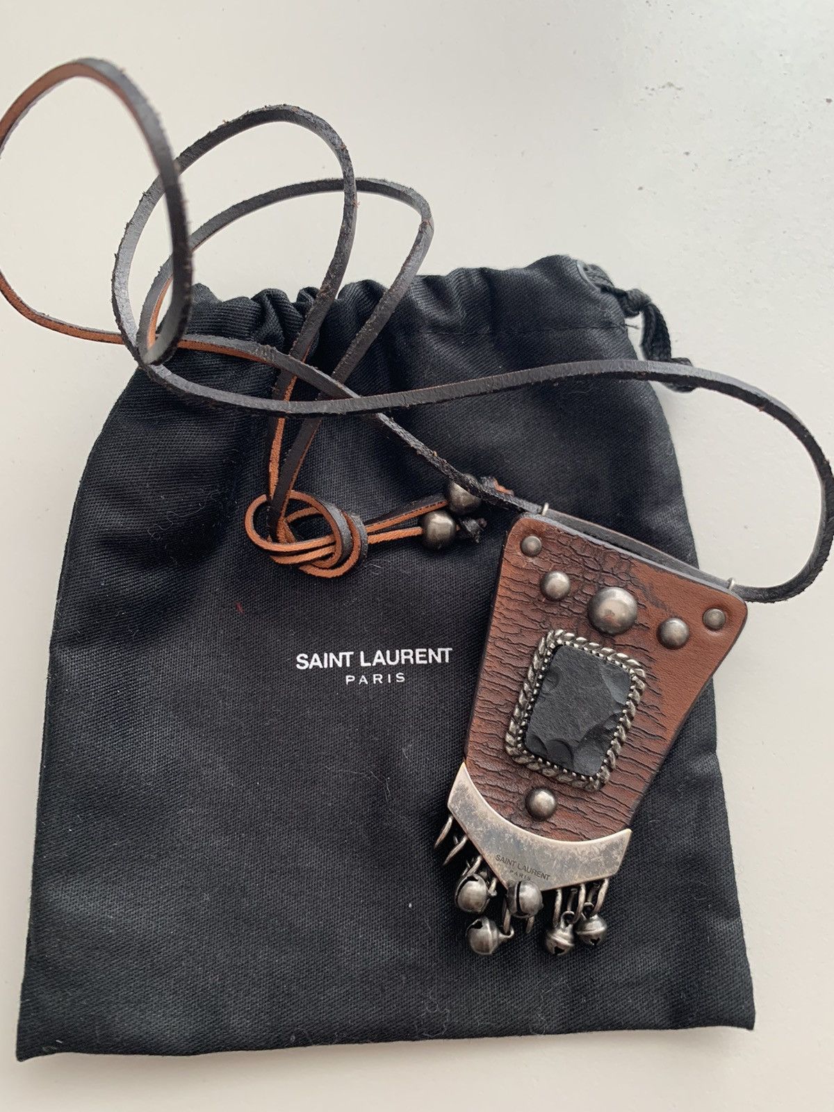 Saint Laurent Paris Saint Laurent ss15 psych rock leather/stone necklace Size ONE SIZE - 6 Thumbnail