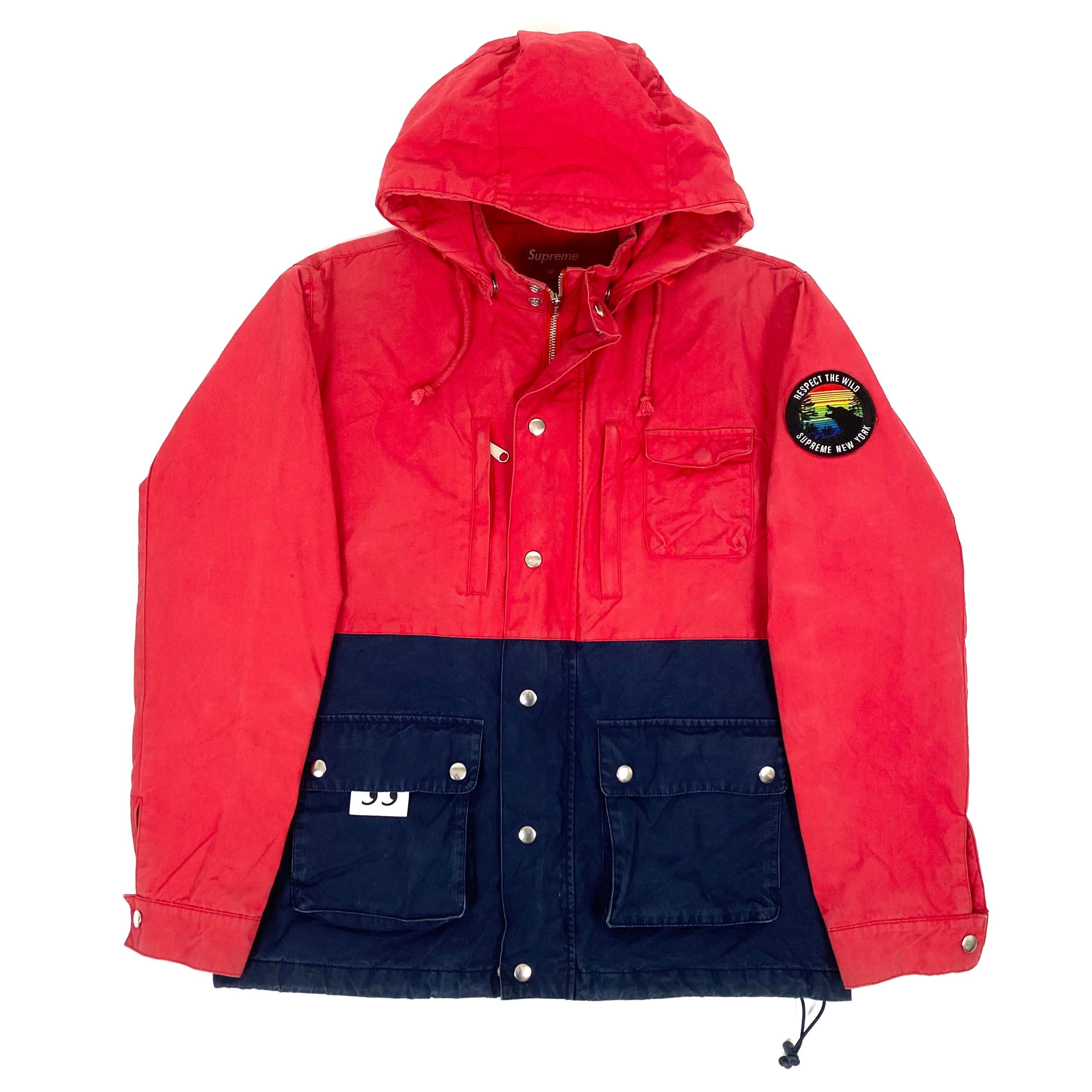 image of 2007 Supreme Wilderness Parka Respect The Wild Polo Two Tone in Red/Blue, Men's (Size Medium)