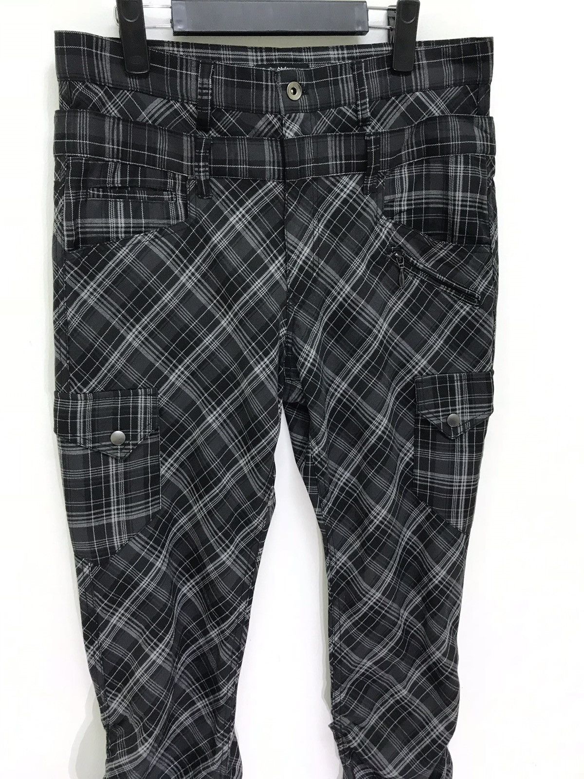 Japanese Brand Double Wist Double Focus Cargo Slim Pant Tartan Plaid Size US 33 - 3 Thumbnail