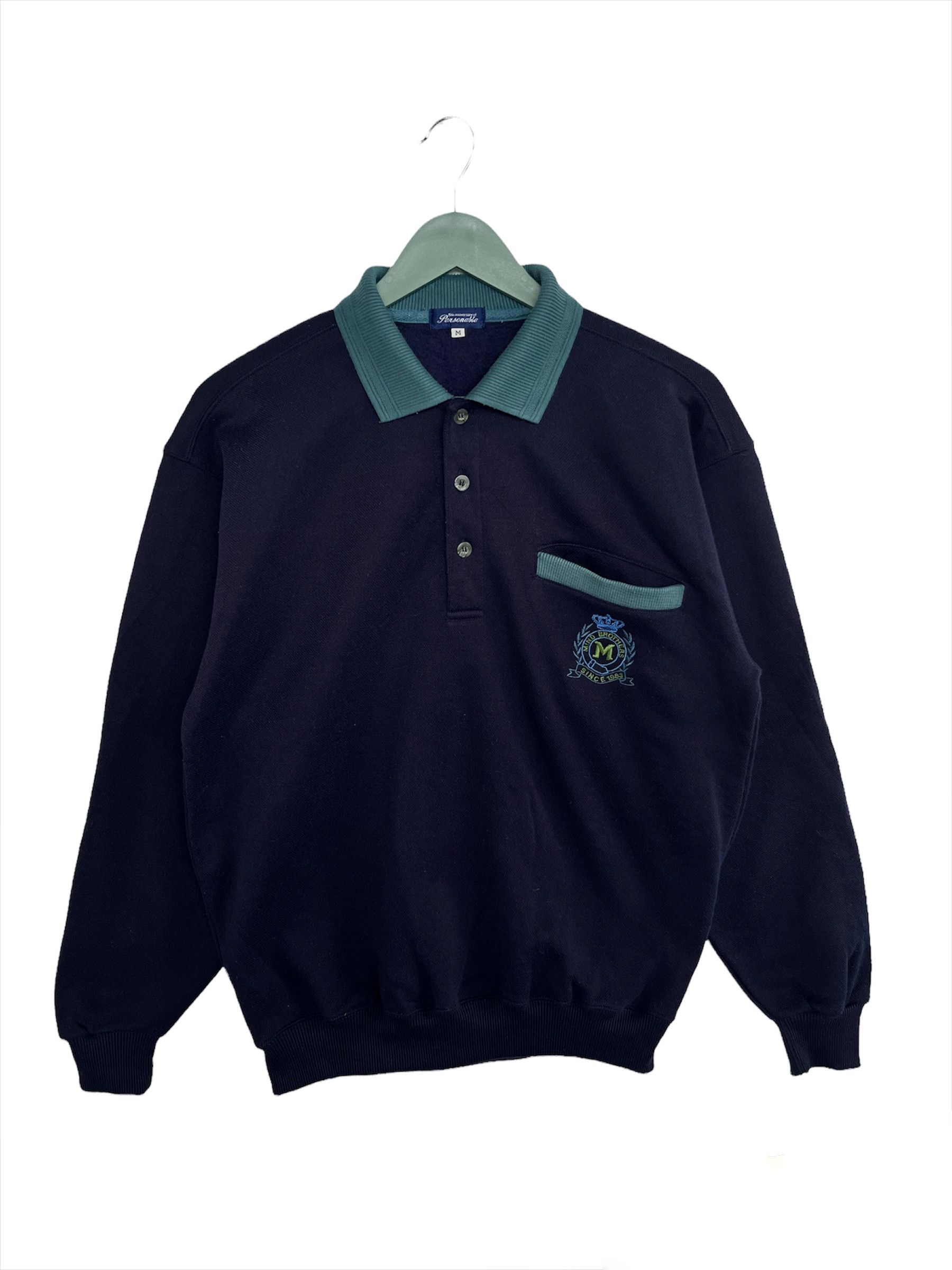 Japanese Brand Vintage Mild Brothers Half Button Sweatshirt Size US M / EU 48-50 / 2 - 1 Thumbnail