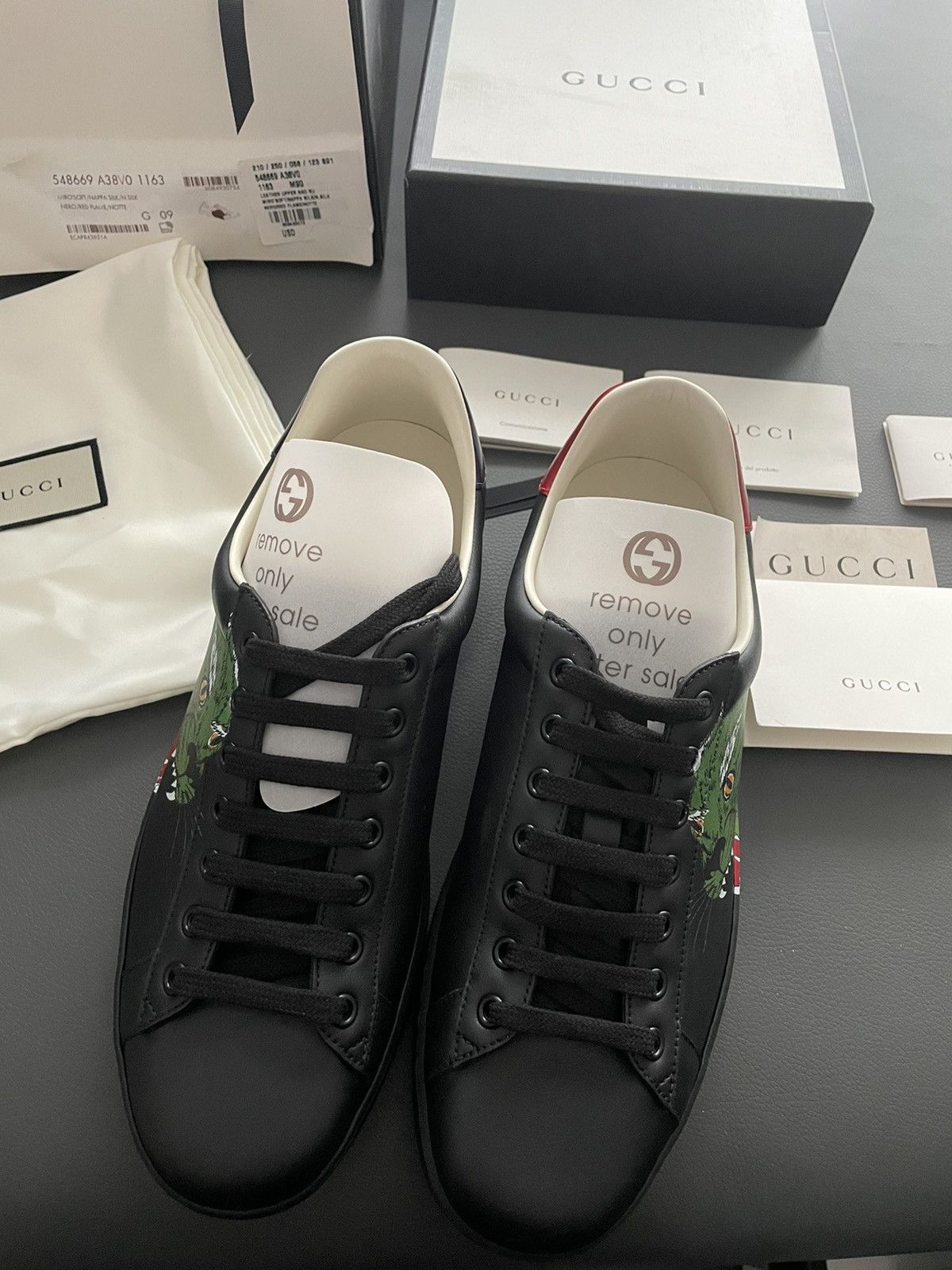 Gucci Rare Brand New Limited Edition Panther Leather ACE Sneaker Size US 9.5 / EU 42-43 - 10 Thumbnail
