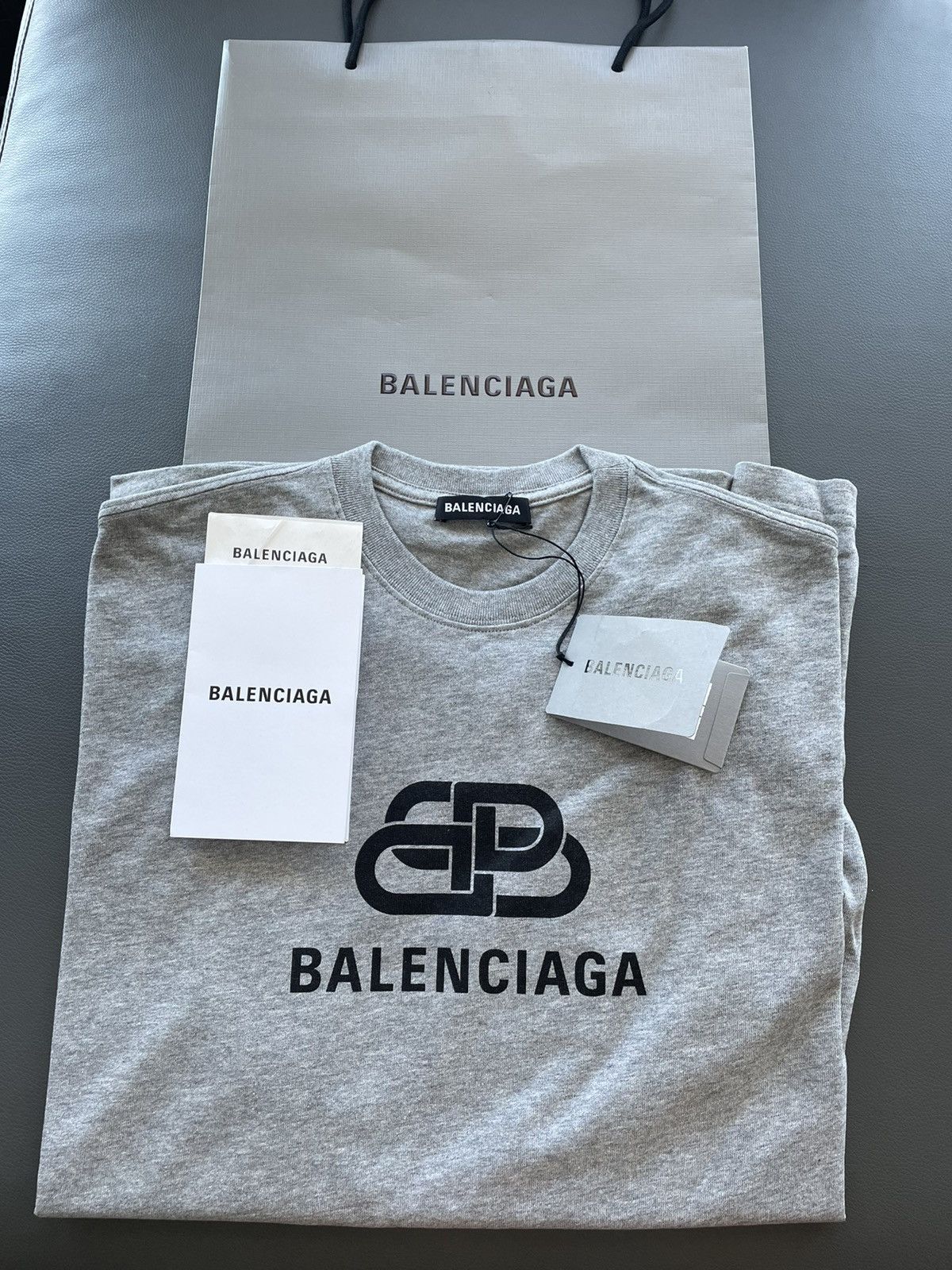 Image of Runway Limited Edition Balenciaga Bb Logo Tee in Grey, Men's (Size XL)