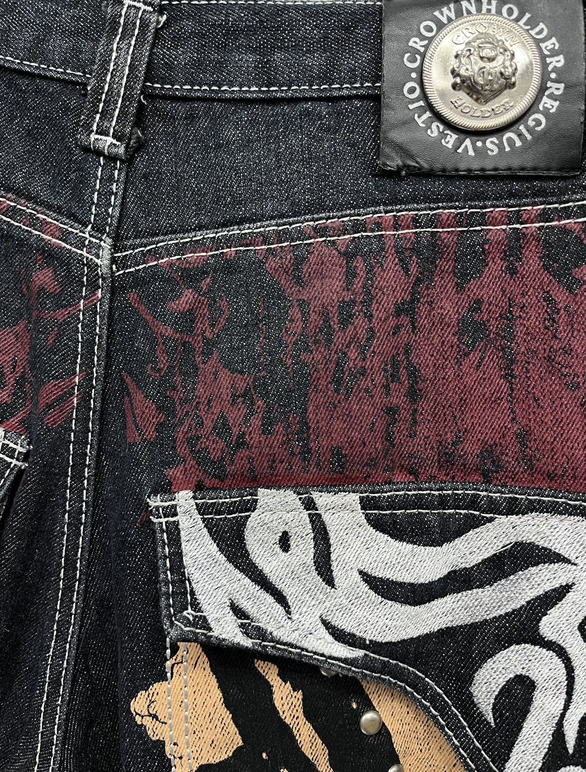 Japanese Brand Designer Embroidery Printed Tattoo Design Hip Hop Denim Size US 30 / EU 46 - 7 Thumbnail