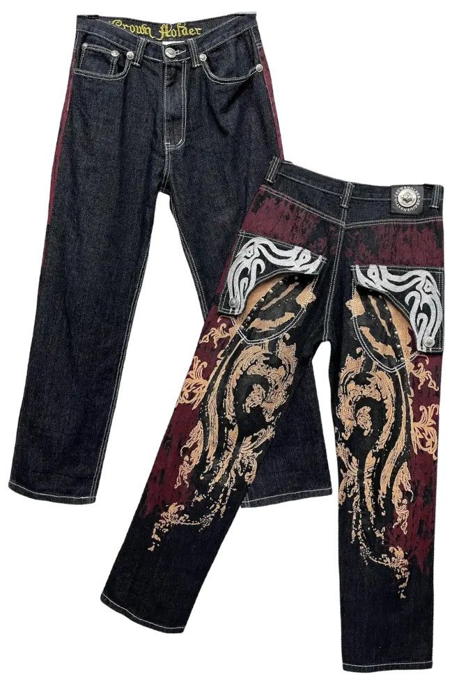 Japanese Brand Designer Embroidery Printed Tattoo Design Hip Hop Denim Size US 30 / EU 46 - 1 Thumbnail