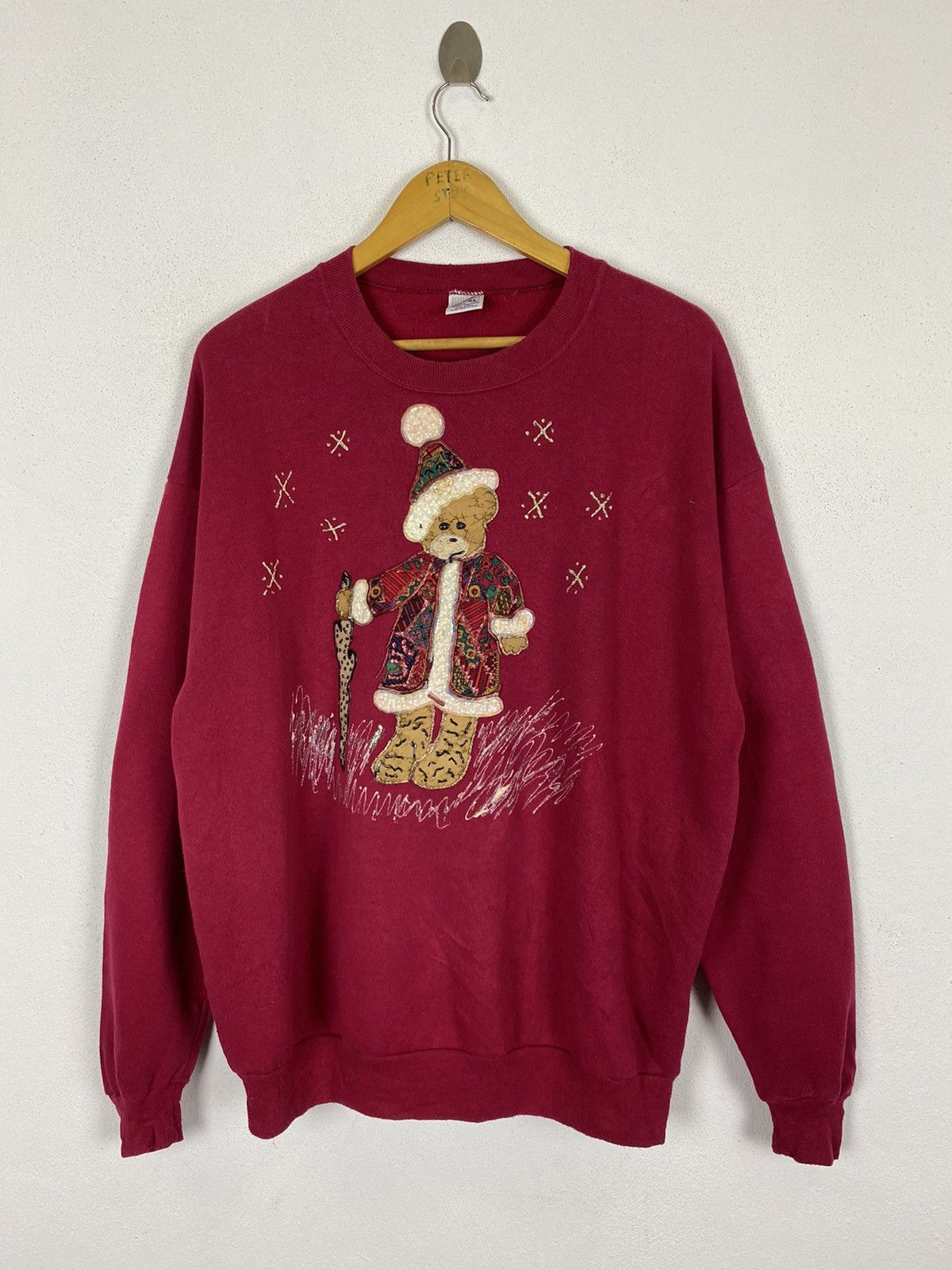 Jerzees × Vintage VINTAGE CHRISMAS BEAR SWEATER Size US XL / EU 56 / 4 - 2 Thumbnail
