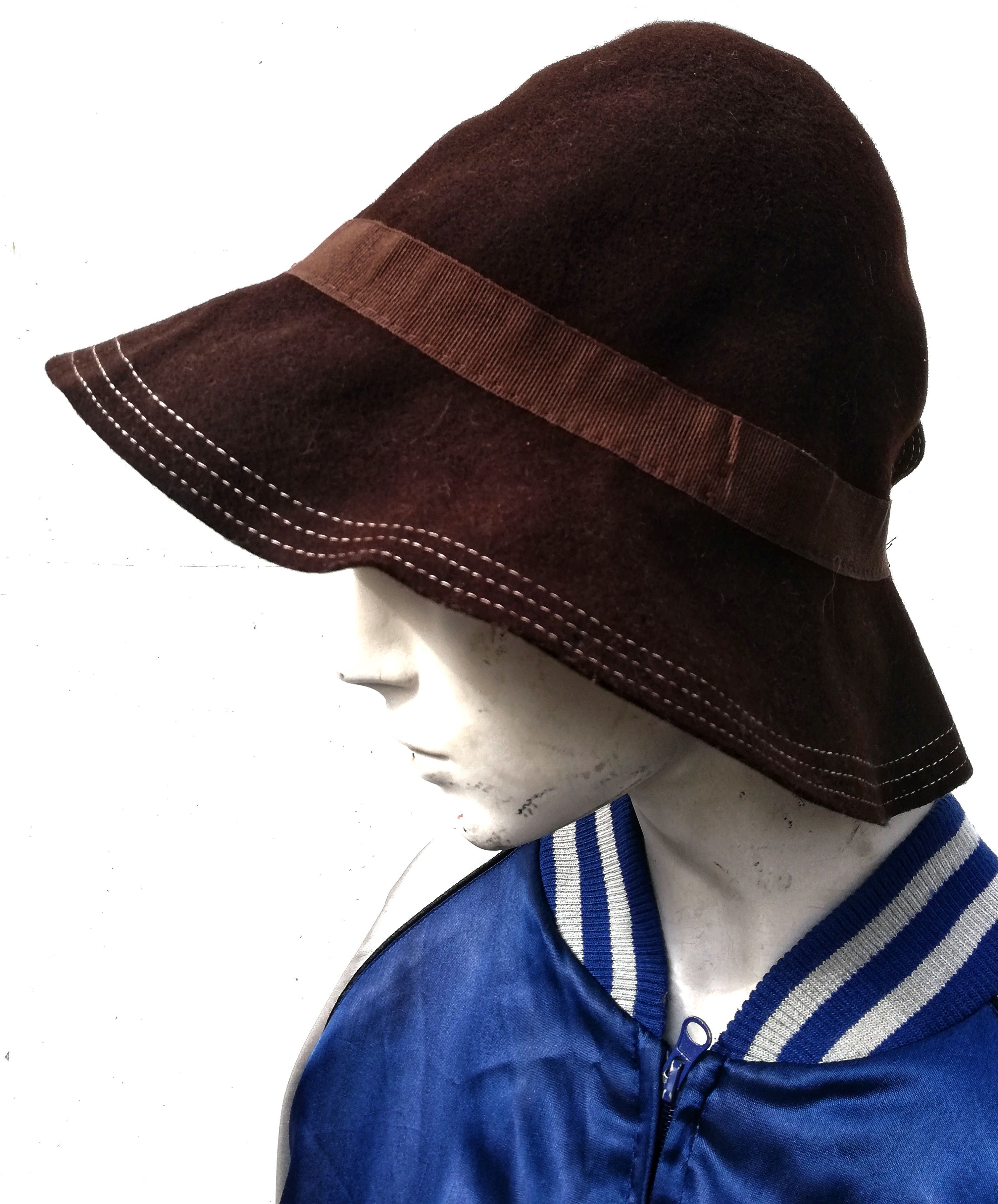 Donna Karan 🔥SUMMER SALE 🏖 Donna Rope Lining Design Wool Bucket Hat Size ONE SIZE - 10 Thumbnail