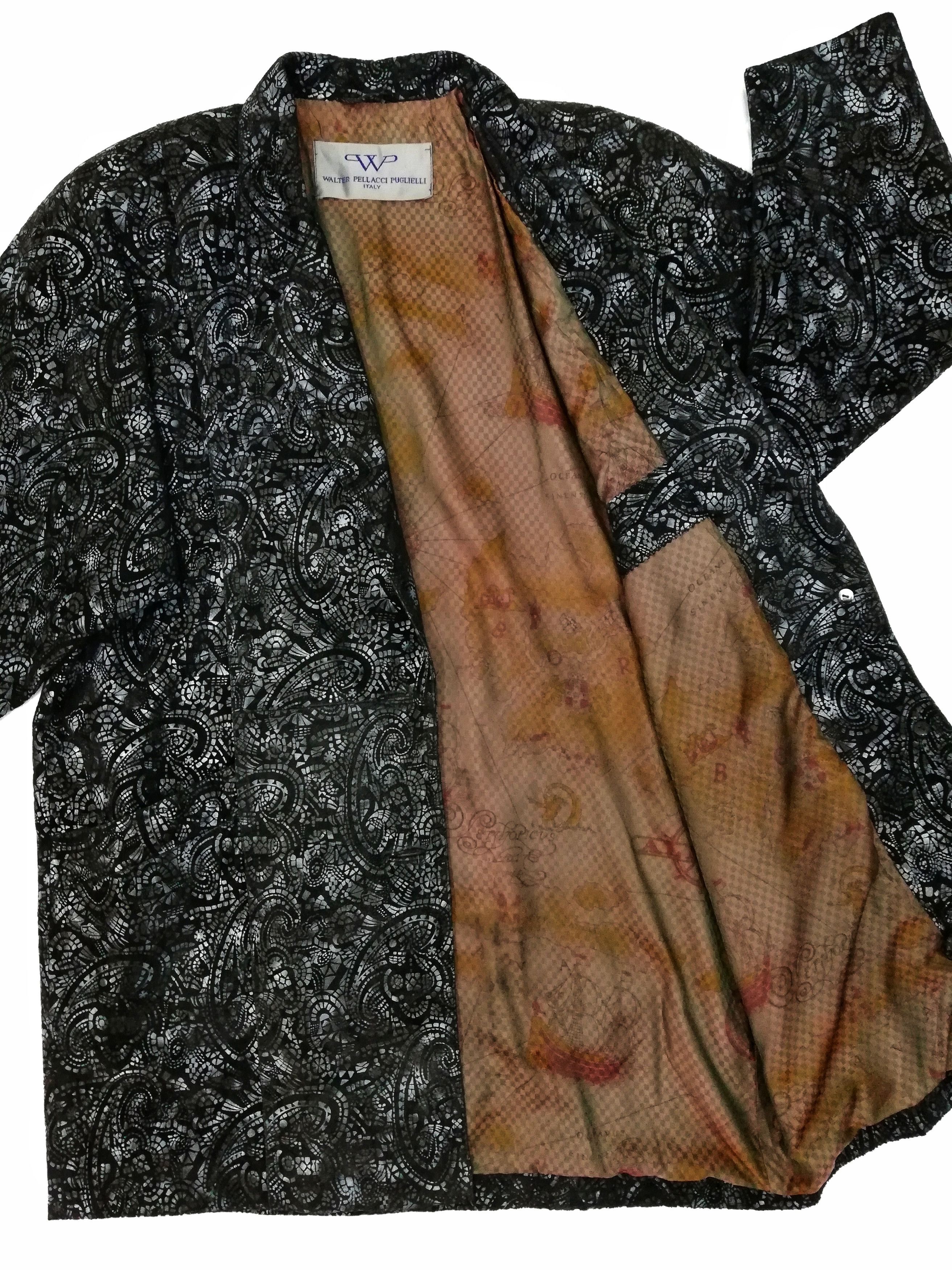 Genuine Leather 🔥WALTER PELLACCI PUGLIELLI ITALY Paisley Leather Long Coat Size US M / EU 48-50 / 2 - 2 Thumbnail