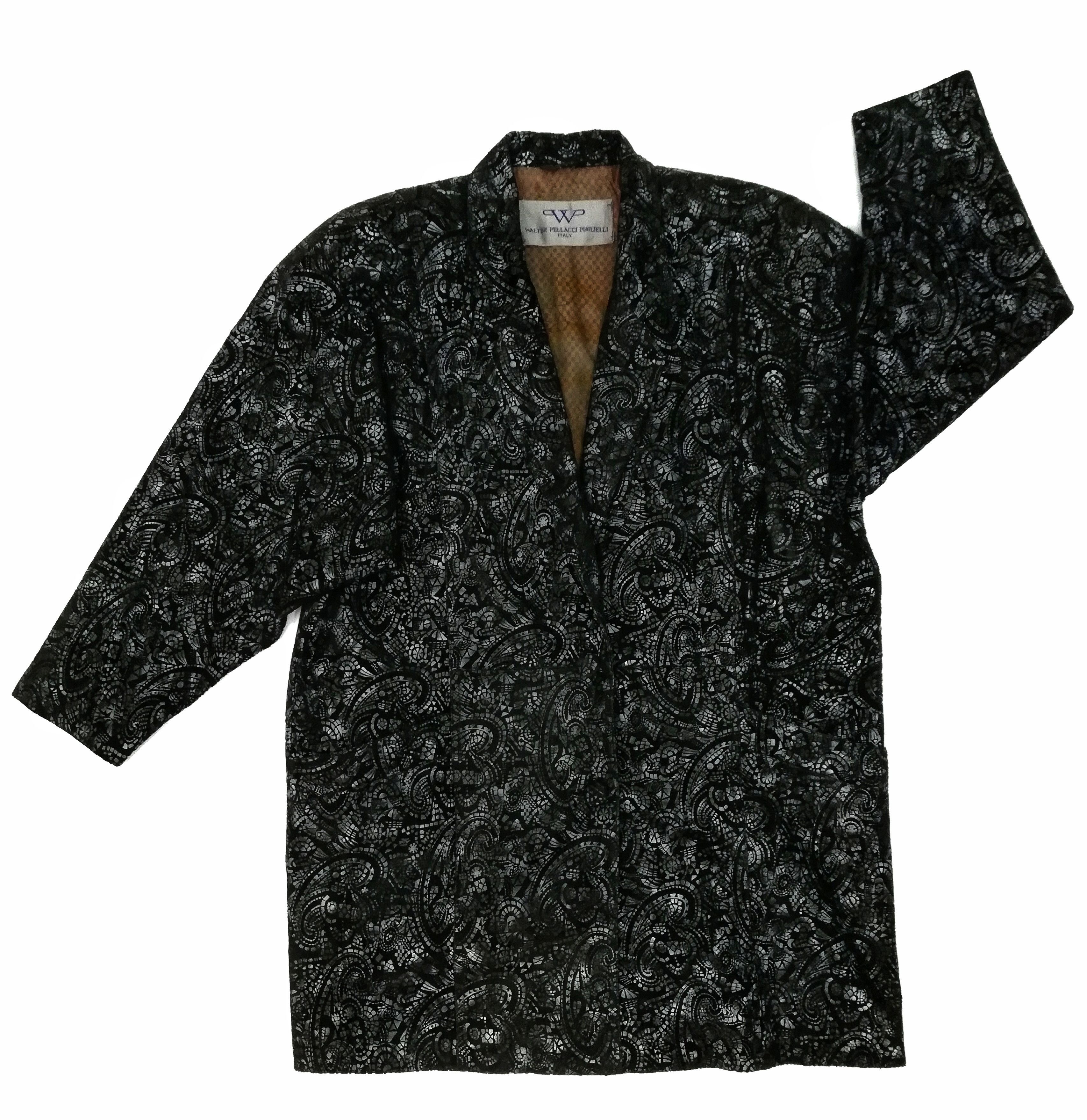 Genuine Leather 🔥WALTER PELLACCI PUGLIELLI ITALY Paisley Leather Long Coat Size US M / EU 48-50 / 2 - 10 Thumbnail