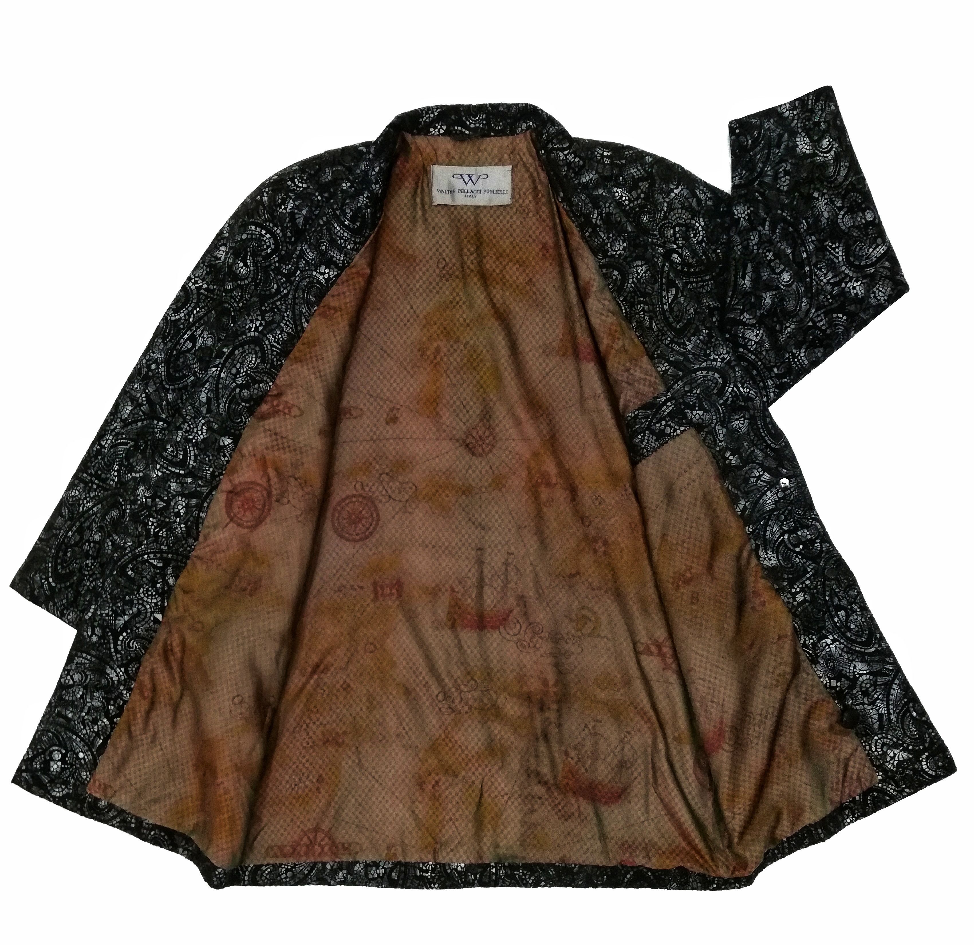 Genuine Leather 🔥WALTER PELLACCI PUGLIELLI ITALY Paisley Leather Long Coat Size US M / EU 48-50 / 2 - 5 Thumbnail