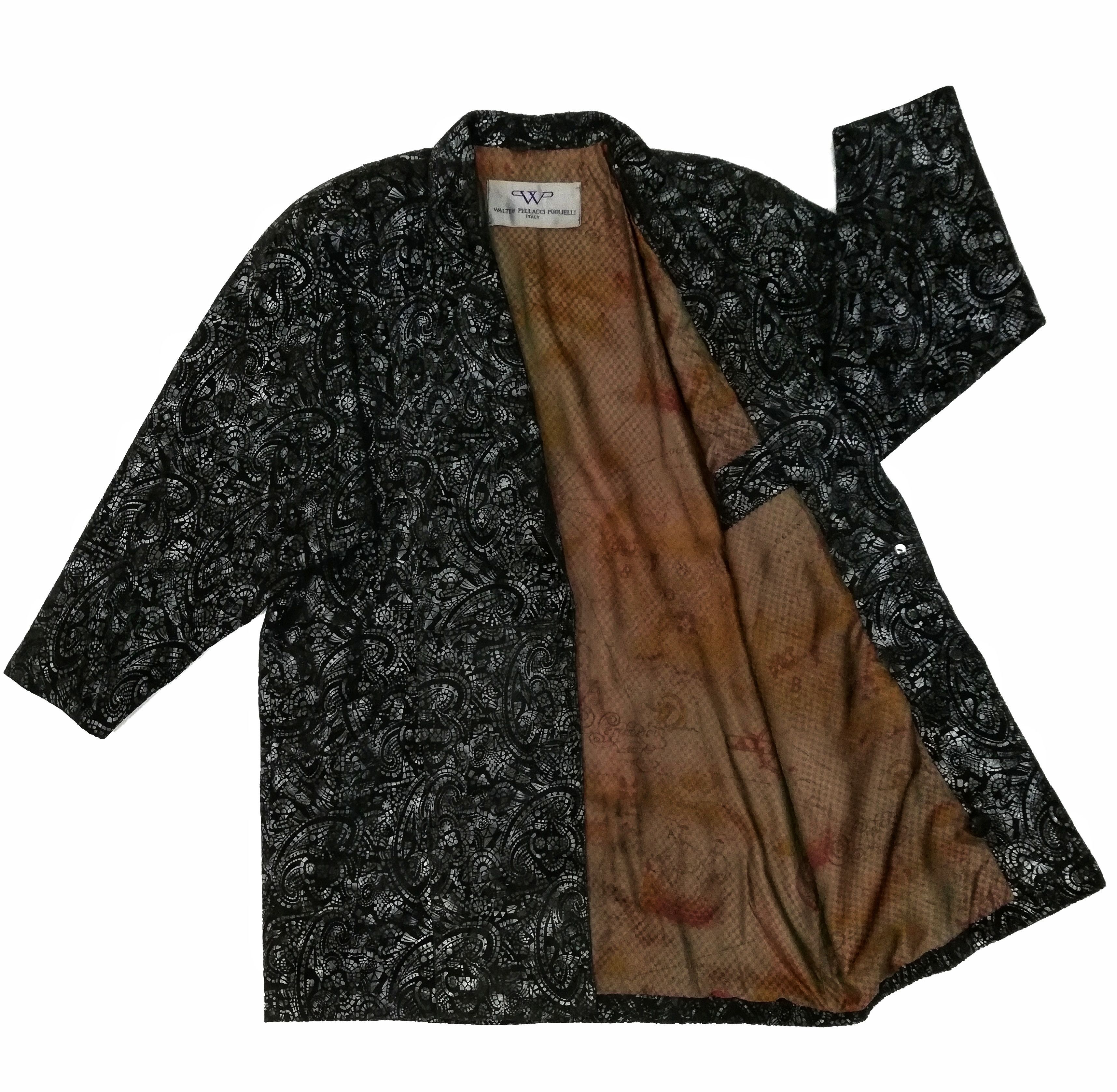 🔥WALTER PELLACCI PUGLIELLI ITALY Paisley Leather Long Coat