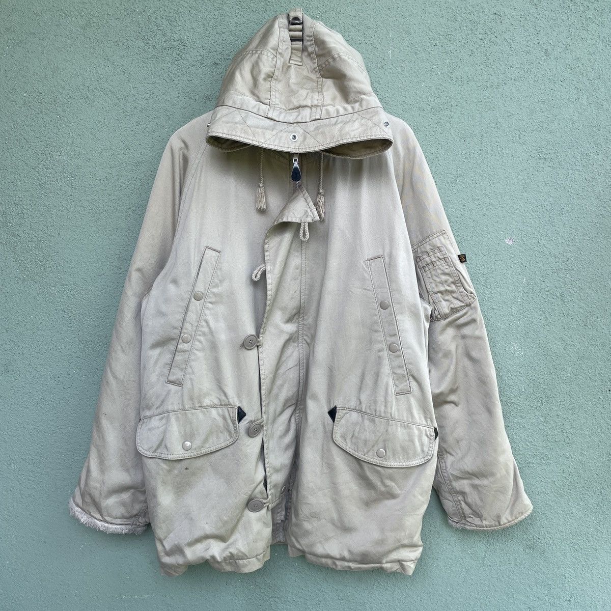 Alpha Industries × Vintage Vtg ALPA INDUSTRIES Sherpa Fleece Inside Zipper Jacket Size US L / EU 52-54 / 3 - 1 Thumbnail