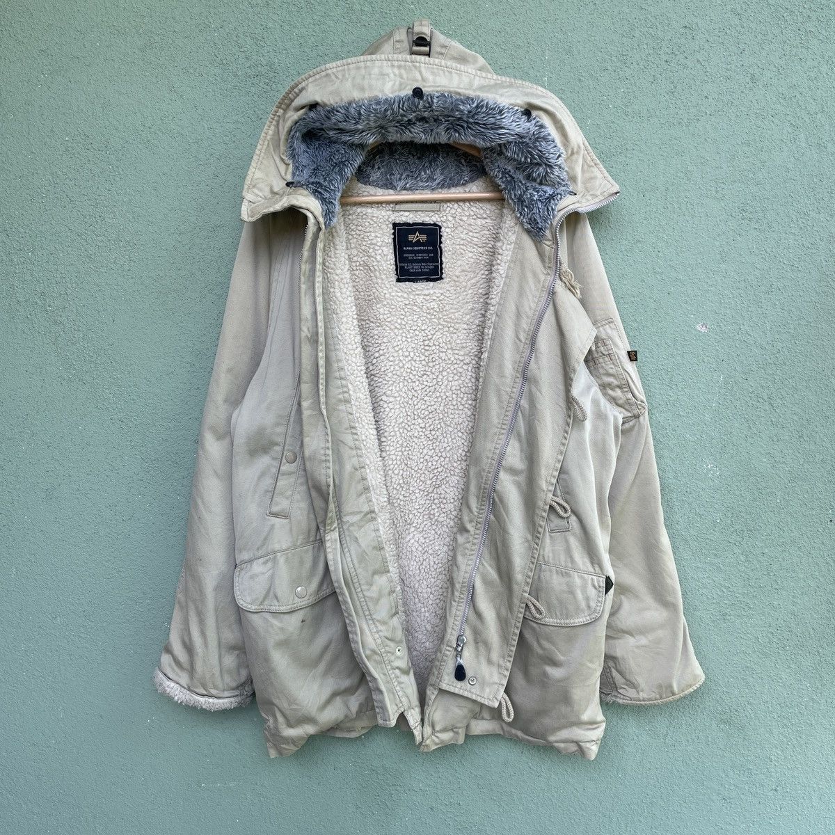 Alpha Industries × Vintage Vtg ALPA INDUSTRIES Sherpa Fleece Inside Zipper Jacket Size US L / EU 52-54 / 3 - 4 Thumbnail