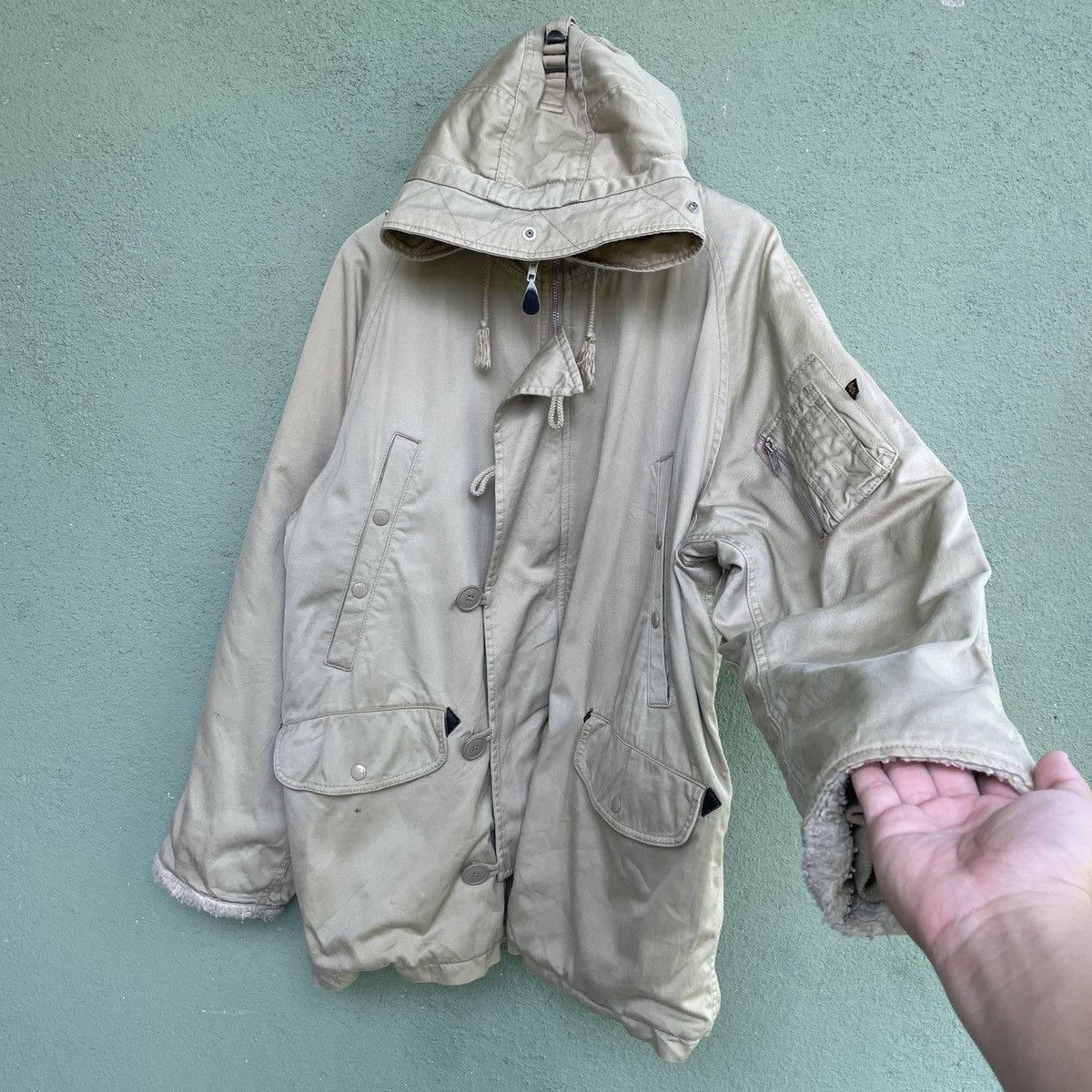 Alpha Industries × Vintage Vtg ALPA INDUSTRIES Sherpa Fleece Inside Zipper Jacket Size US L / EU 52-54 / 3 - 2 Thumbnail