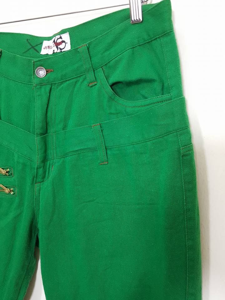 Designer × Japanese Brand Emerald Light Shamrock Green Double Thigh Zipper Pant Size US 33 - 5 Thumbnail