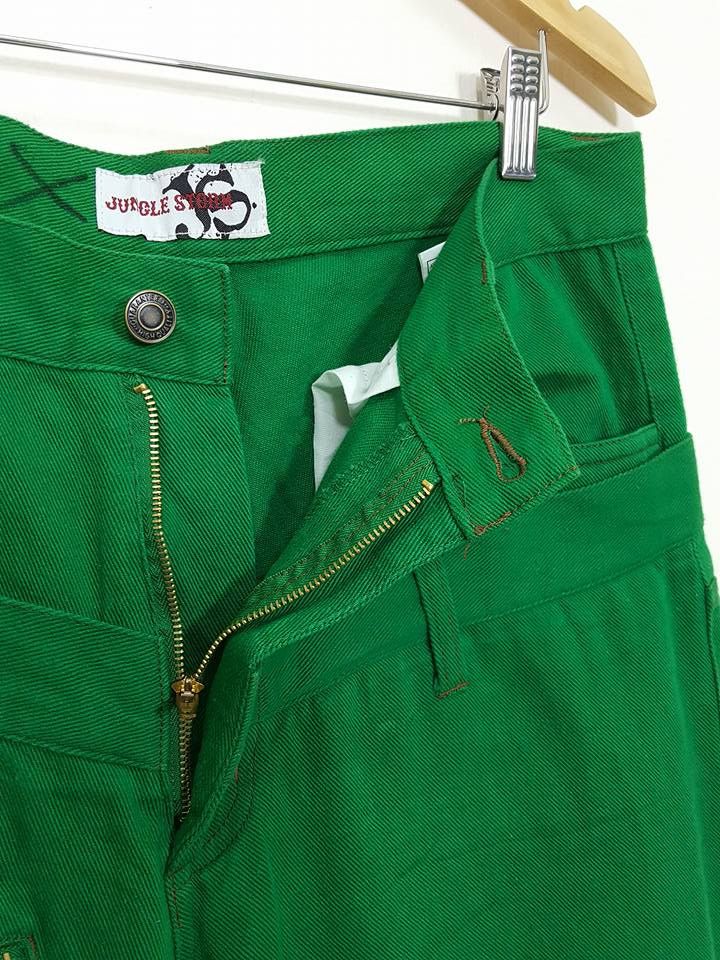 Designer × Japanese Brand Emerald Light Shamrock Green Double Thigh Zipper Pant Size US 33 - 10 Thumbnail