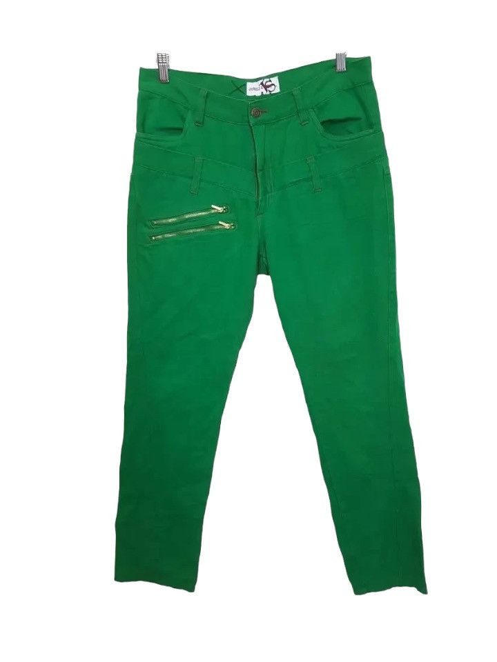 Designer × Japanese Brand Emerald Light Shamrock Green Double Thigh Zipper Pant Size US 33 - 2 Thumbnail