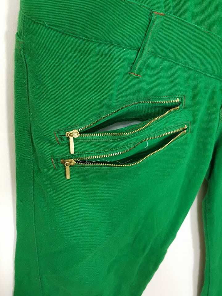 Designer × Japanese Brand Emerald Light Shamrock Green Double Thigh Zipper Pant Size US 33 - 9 Thumbnail