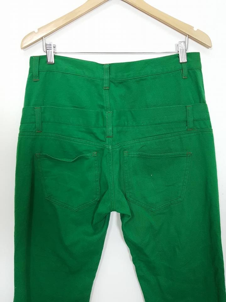 Designer × Japanese Brand Emerald Light Shamrock Green Double Thigh Zipper Pant Size US 33 - 6 Thumbnail
