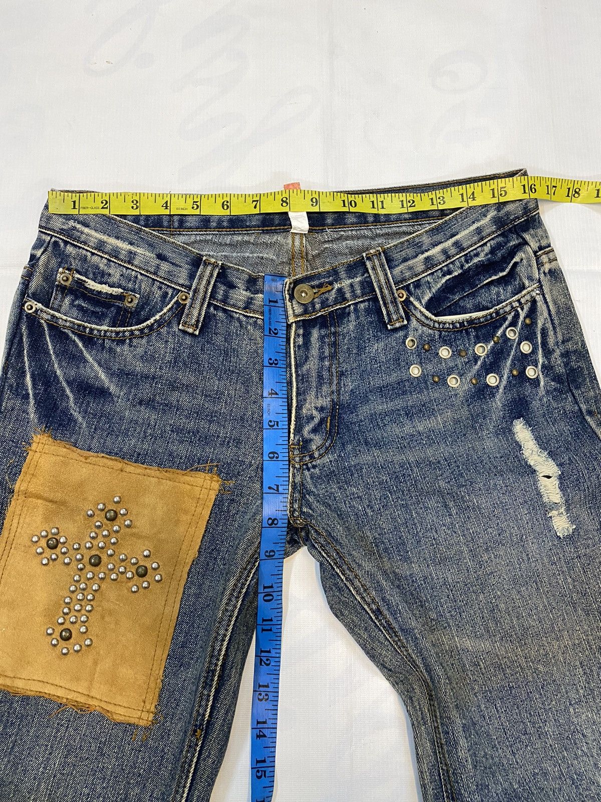 Designer × Japanese Brand 🔥Rare G-land Edge Denim Patchwork Inspired Chrome Hearts Size US 32 / EU 48 - 15 Thumbnail