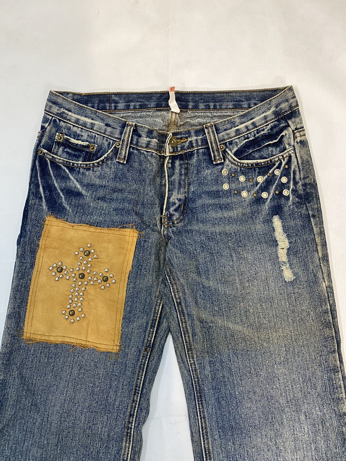 Designer × Japanese Brand 🔥Rare G-land Edge Denim Patchwork Inspired Chrome Hearts Size US 32 / EU 48 - 2 Thumbnail