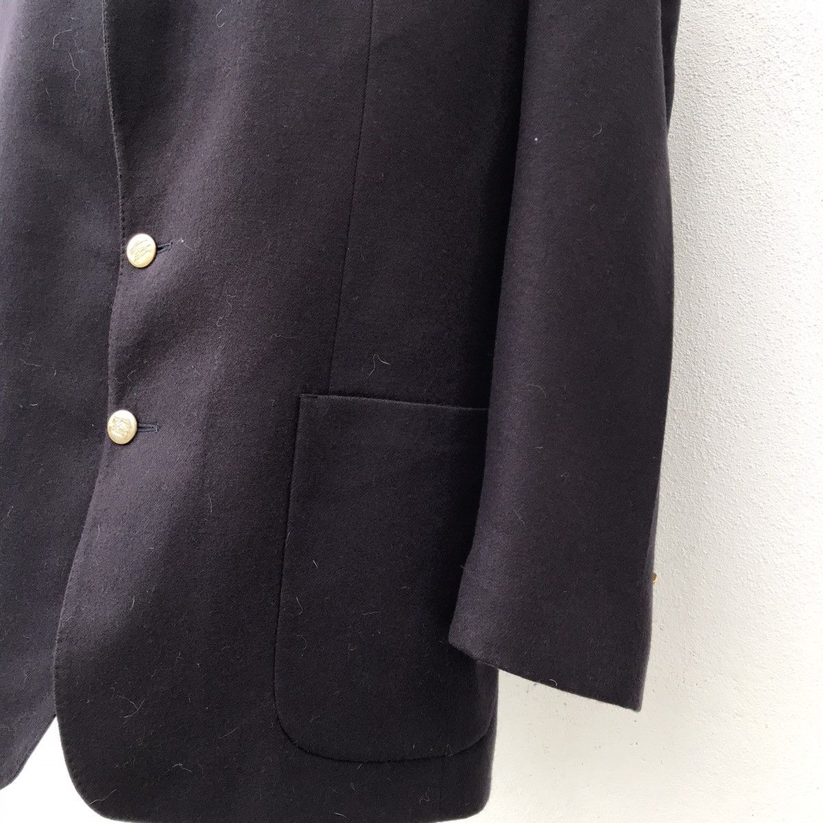 Burberry × Designer × Vintage Vintage Burberrys Wool Blazer Coat Gold Button Size US L / EU 52-54 / 3 - 5 Thumbnail