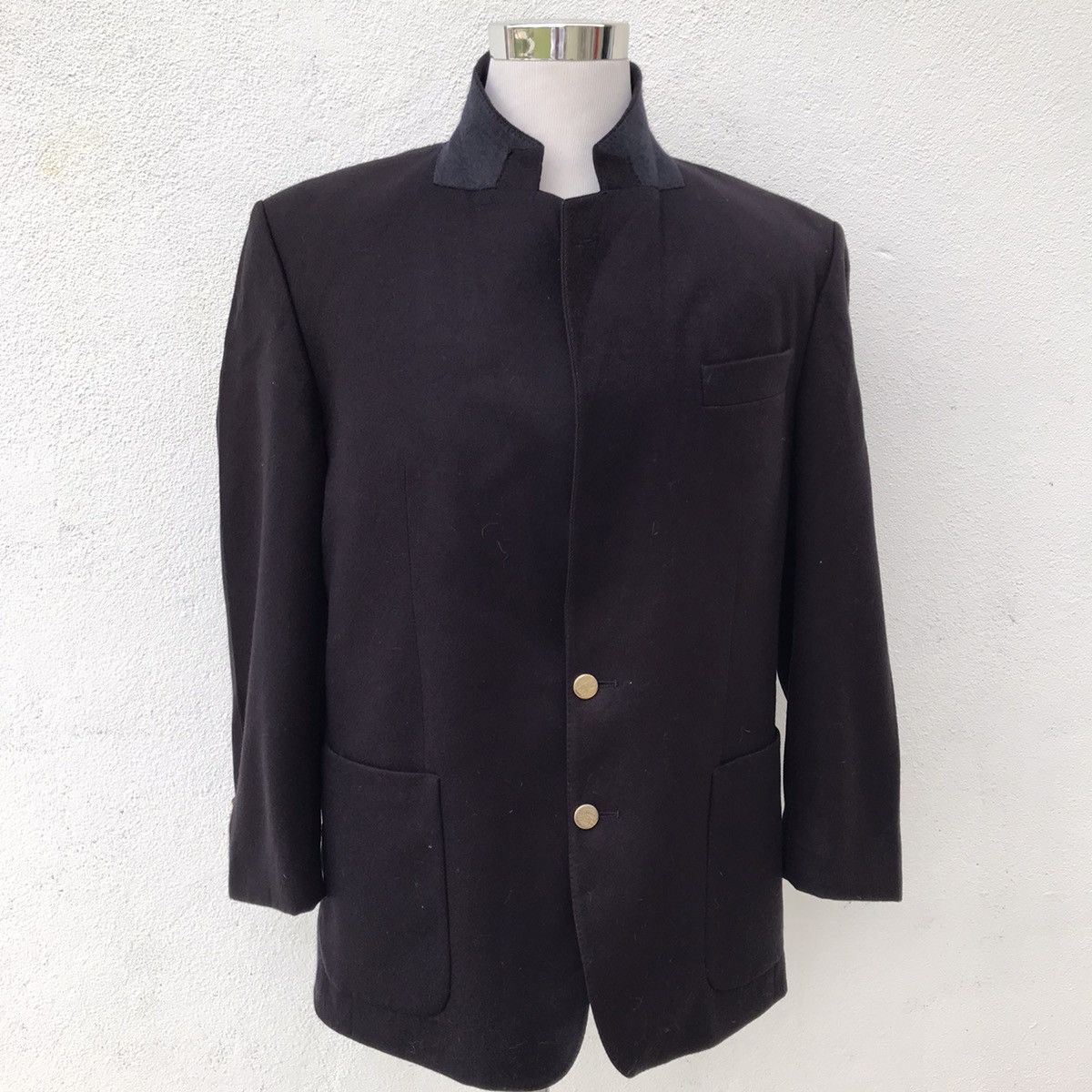 Burberry × Designer × Vintage Vintage Burberrys Wool Blazer Coat Gold Button Size US L / EU 52-54 / 3 - 12 Thumbnail