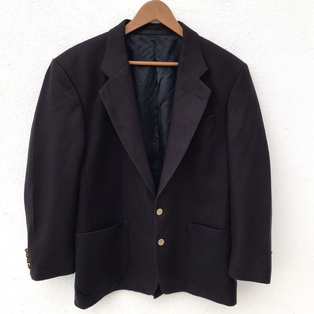 Burberry × Designer × Vintage Vintage Burberrys Wool Blazer Coat Gold Button Size US L / EU 52-54 / 3 - 9 Thumbnail