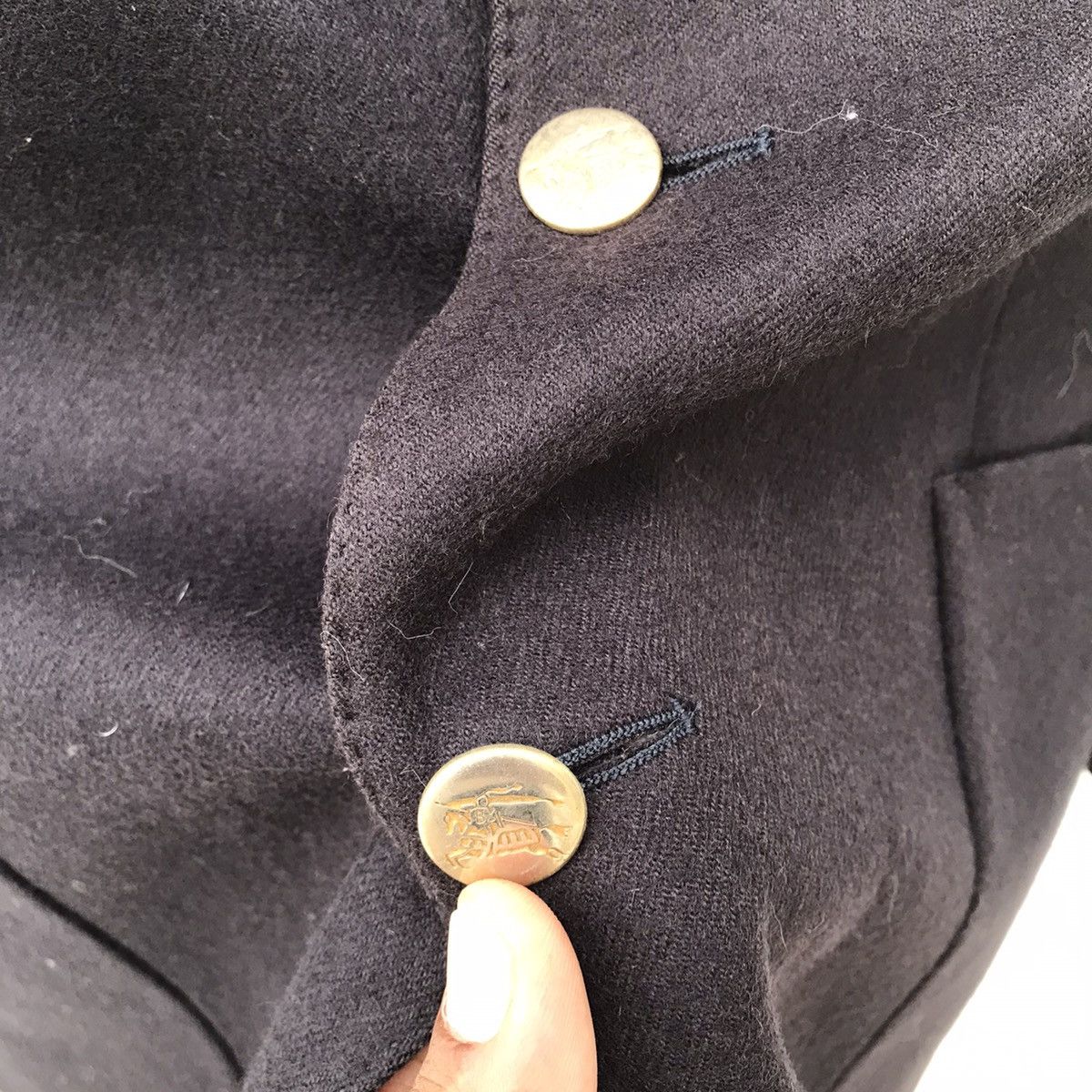 Burberry × Designer × Vintage Vintage Burberrys Wool Blazer Coat Gold Button Size US L / EU 52-54 / 3 - 2 Thumbnail