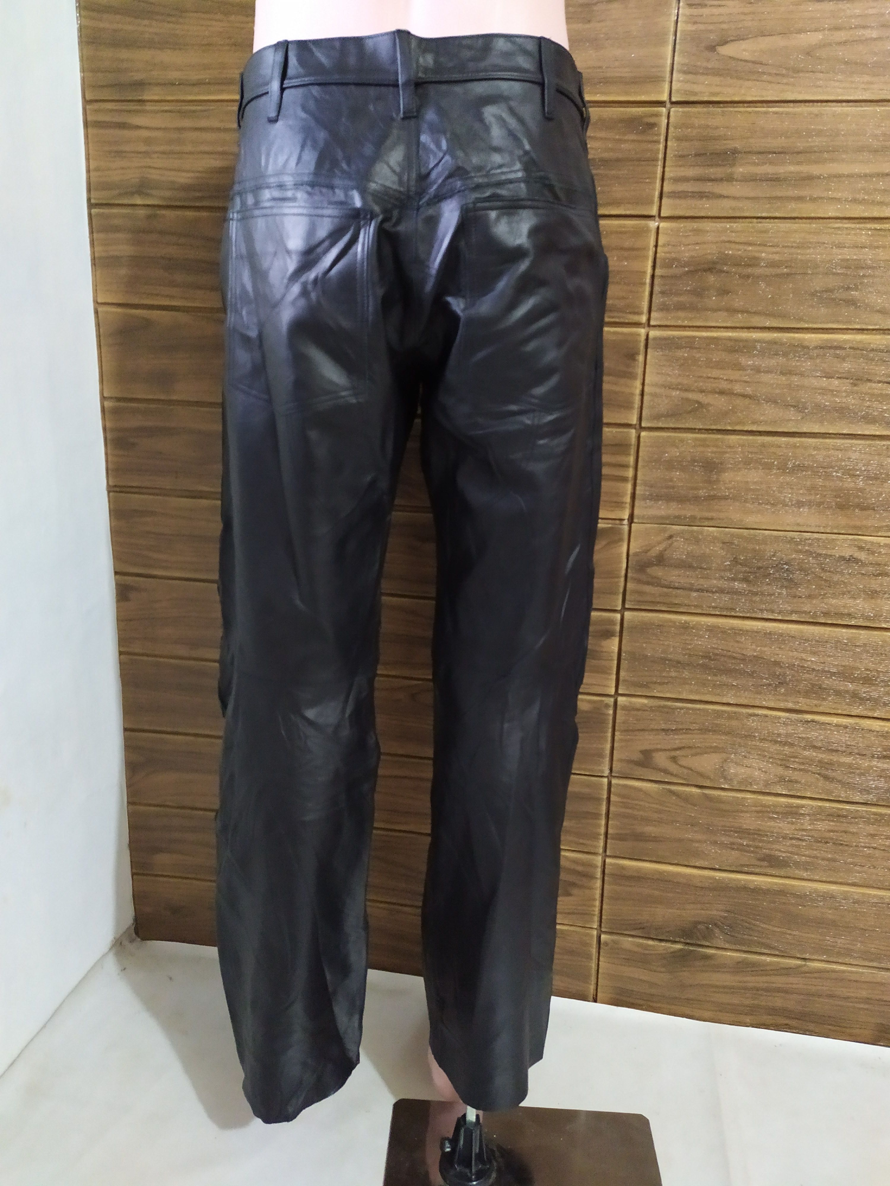Genuine Leather × Japanese Brand No Concept But Good Sense Black Leather Pants Size US 31 - 2 Thumbnail