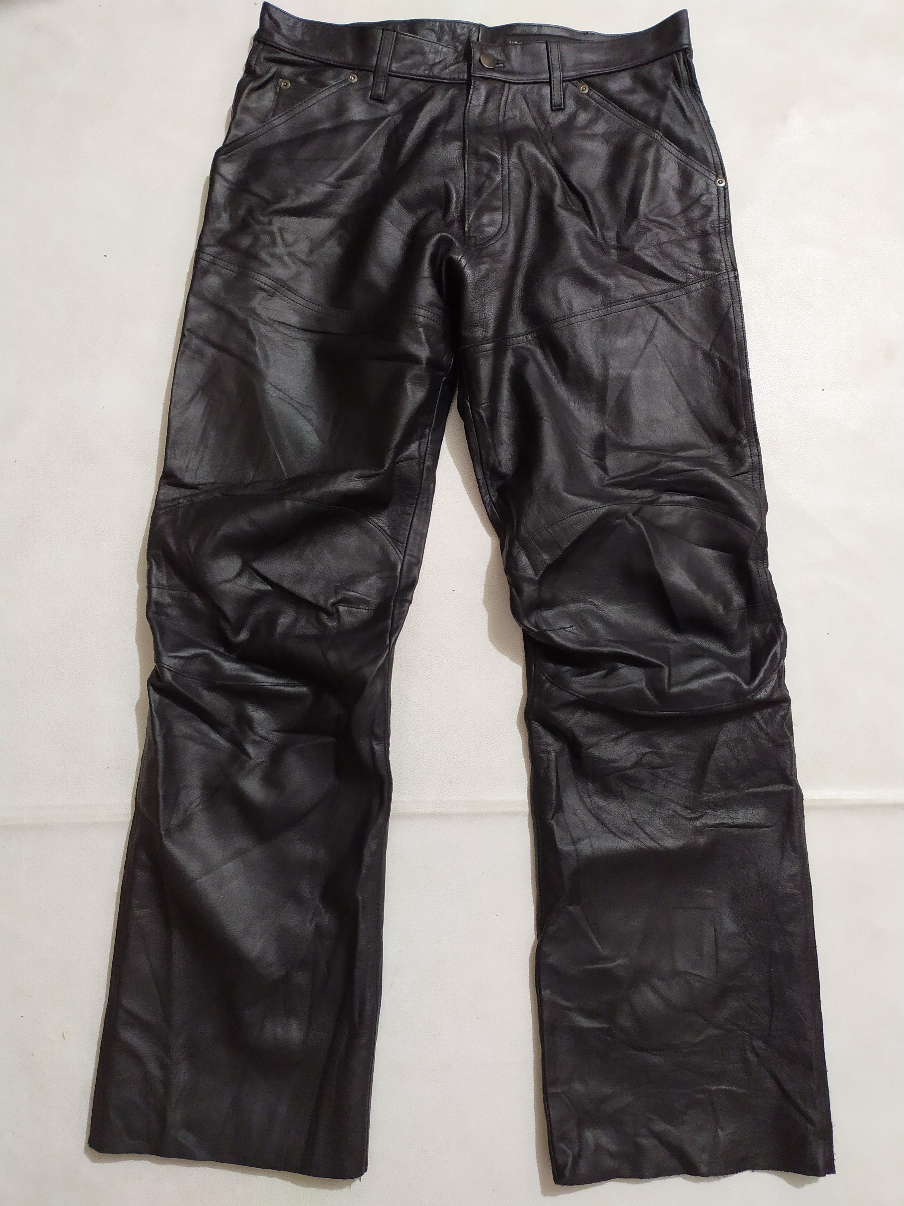 Genuine Leather × Japanese Brand No Concept But Good Sense Black Leather Pants Size US 31 - 3 Thumbnail