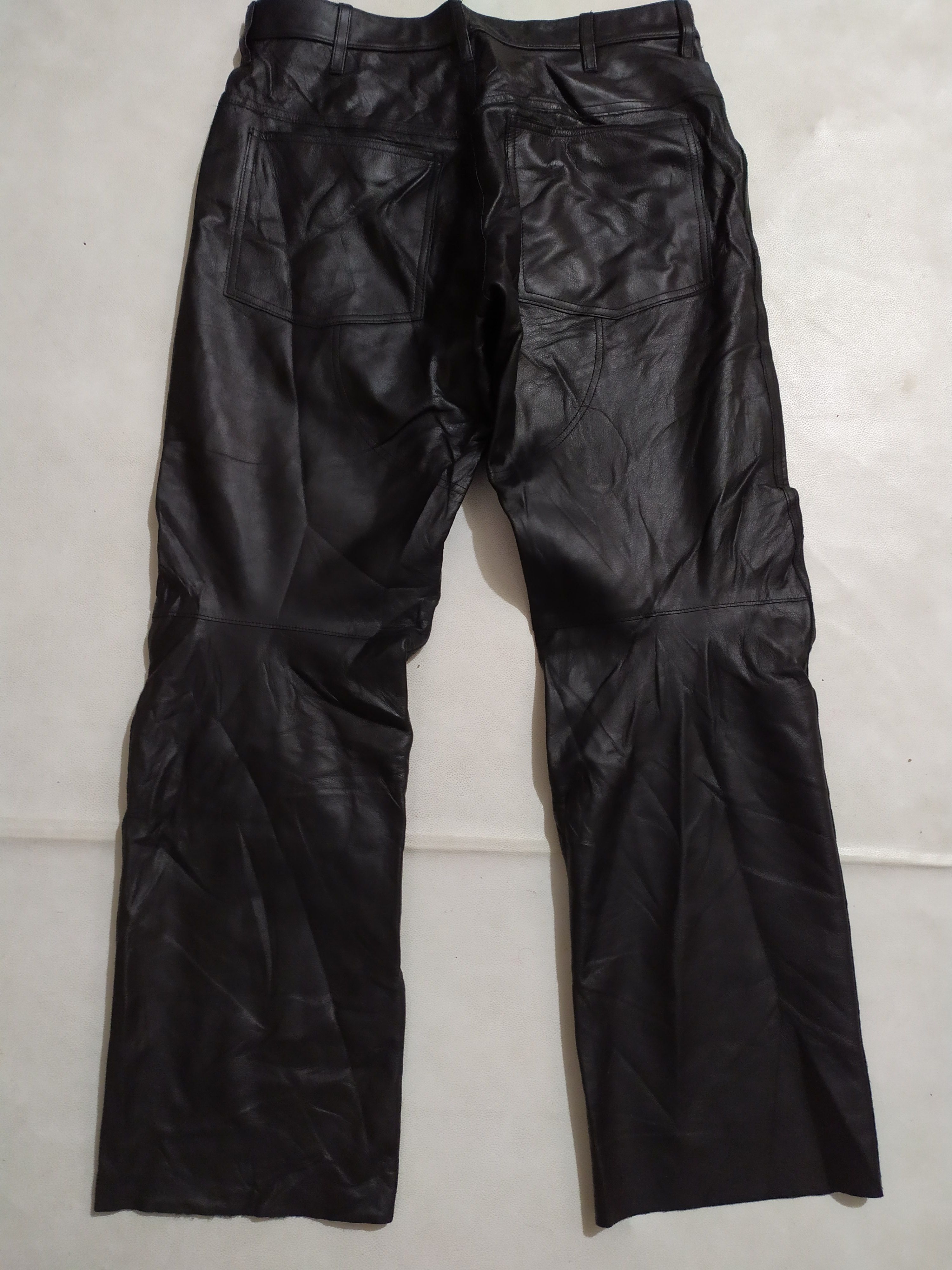 Genuine Leather × Japanese Brand No Concept But Good Sense Black Leather Pants Size US 31 - 6 Thumbnail