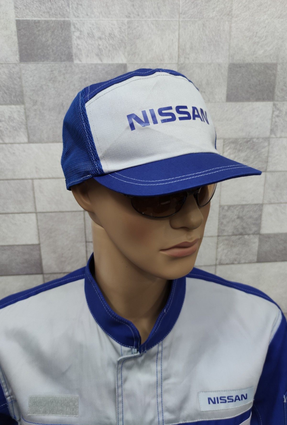 image of Racing x Trucker Hat Nismo! Nissan Blue Stage Half Mesh Trucker Hat, Men's