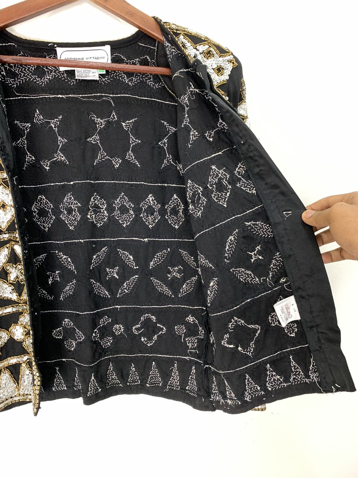 Japanese Brand × Michael Jackson × Swarovski ADRIENNE VITTADINI Sashiko Patchwork Swarovski Blink Jacket Size S / US 4 / IT 40 - 17 Thumbnail